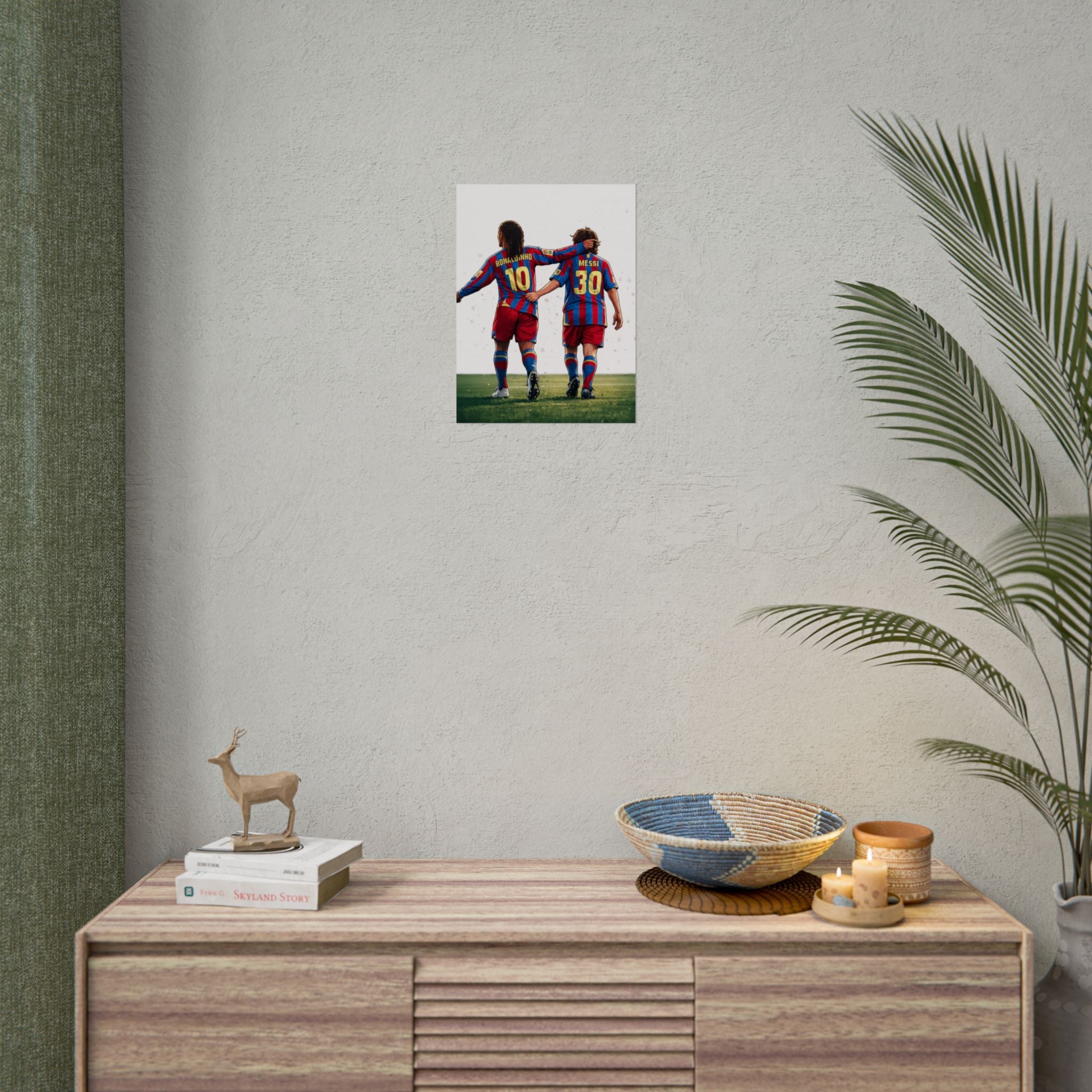 Rolled Poster — Young Ronaldinho & Messi FC Barcelona Players Soccer Print