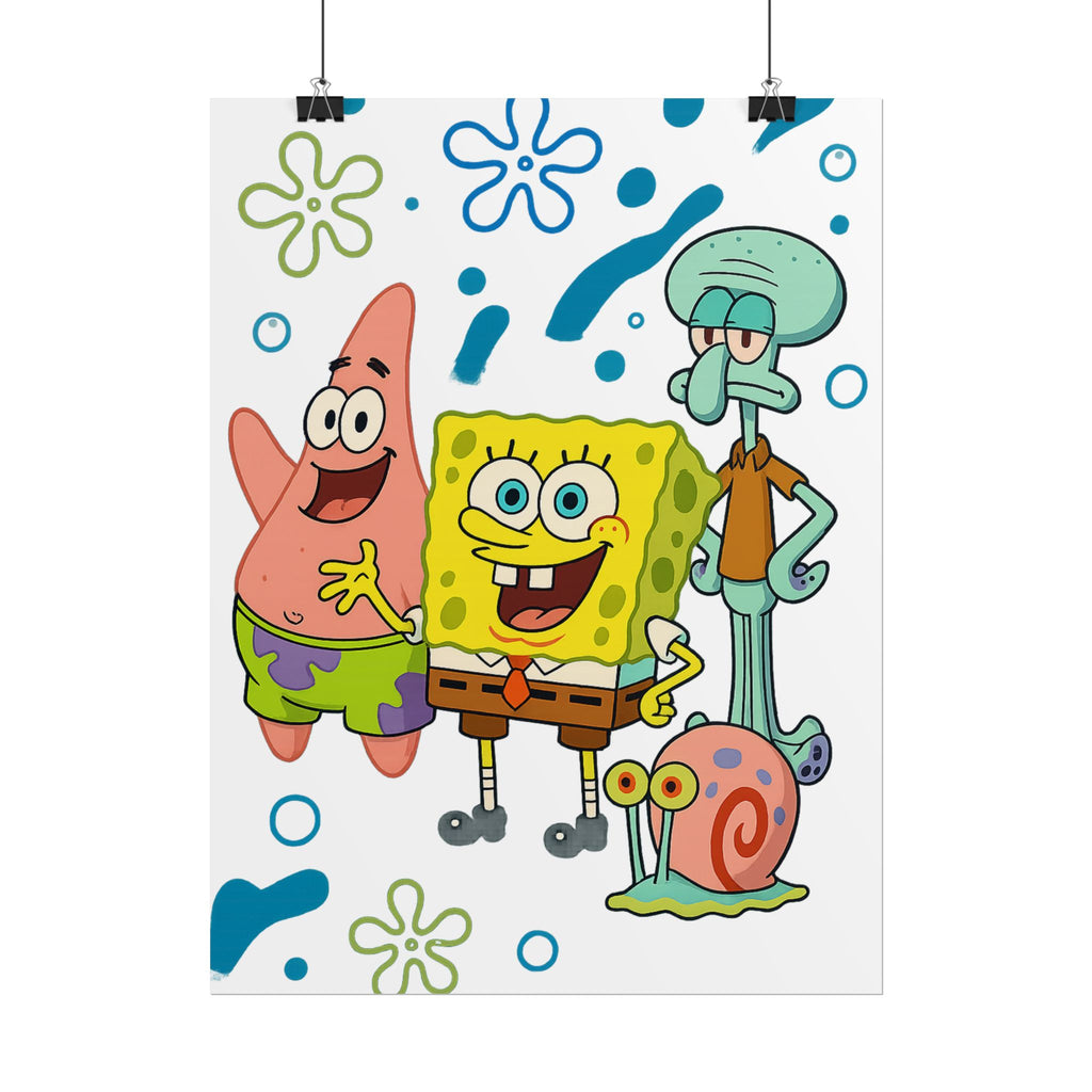 SpongeBob SquarePants Characters Rolled Poster — SpongeBob, Patrick, Squidward & Gary Wall Art