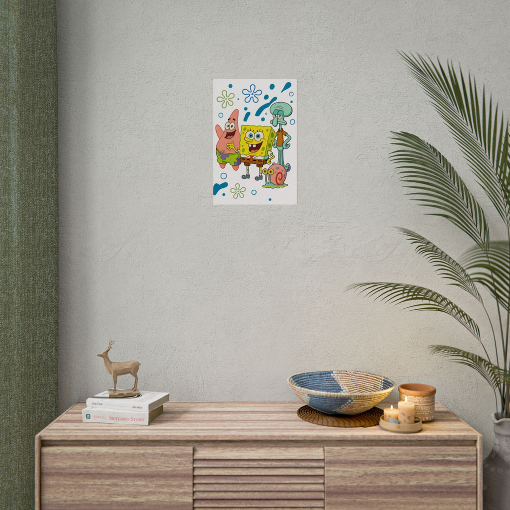 SpongeBob SquarePants Characters Rolled Poster — SpongeBob, Patrick, Squidward & Gary Wall Art