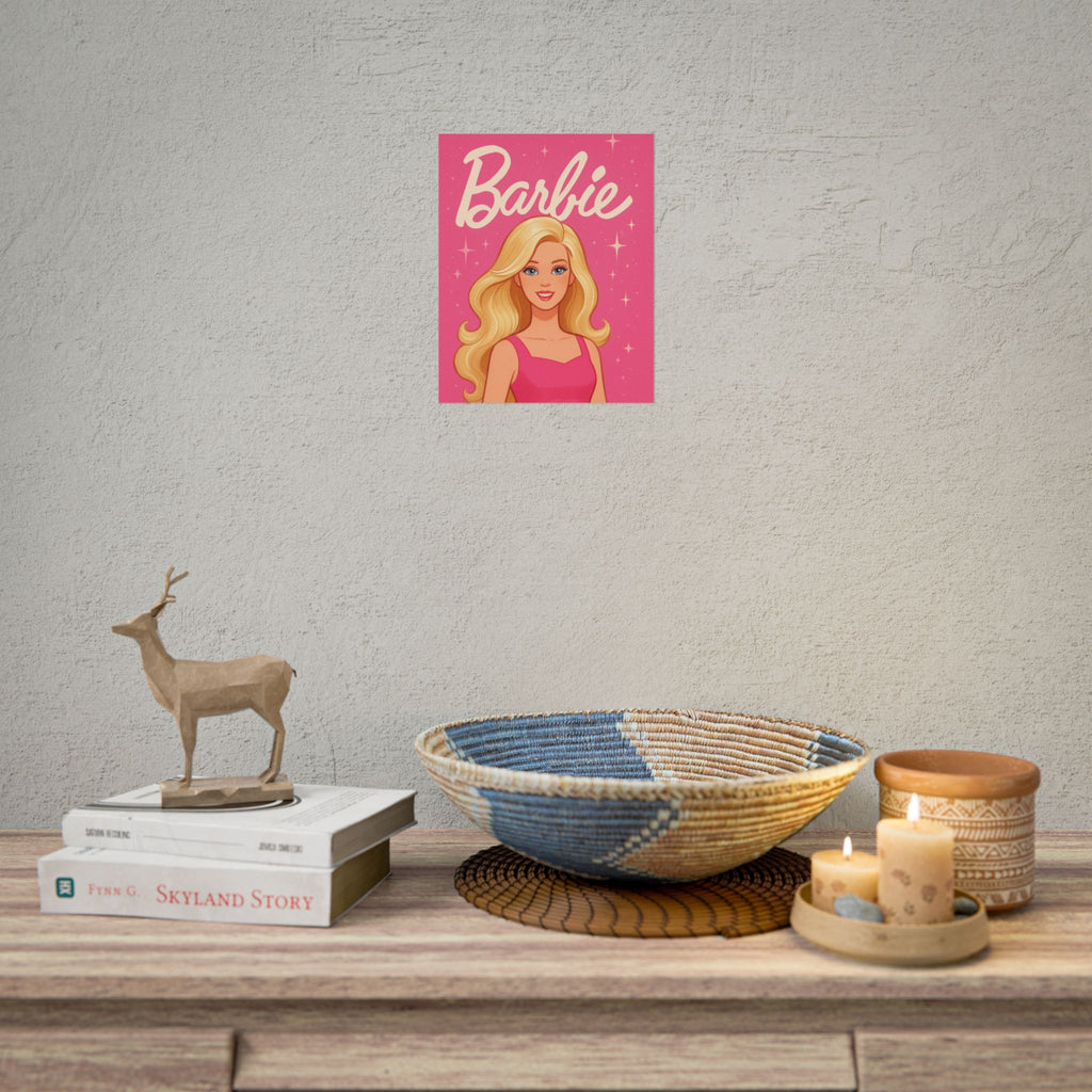 Retro Pink Barbie Script Poster — Rolled Wall Art for Kids' Rooms & Collectors