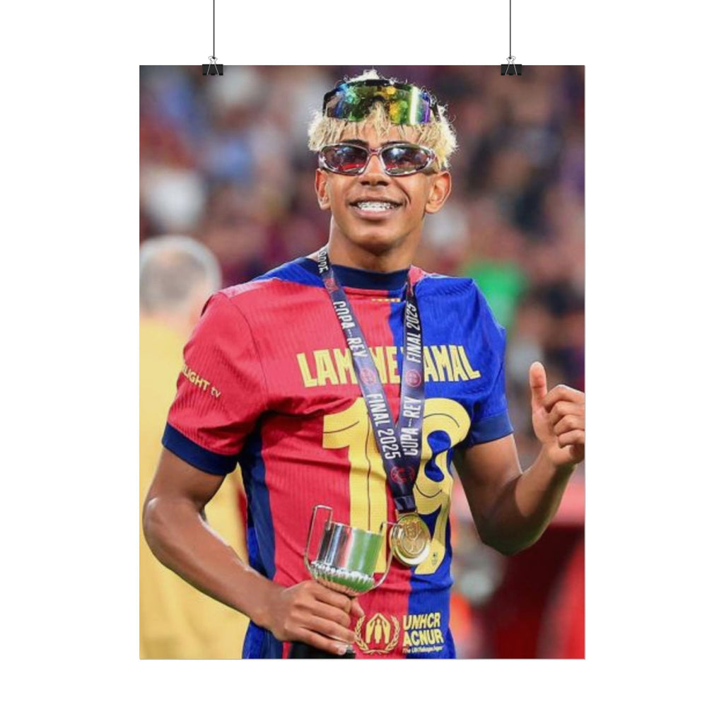 Lamine Yamal Rolled Poster — Vibrant Sports Champion Photo Print