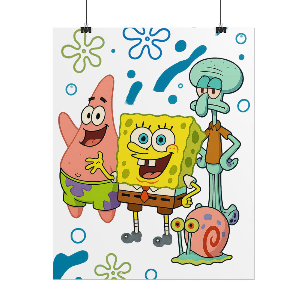 SpongeBob SquarePants Characters Rolled Poster — SpongeBob, Patrick, Squidward & Gary Wall Art