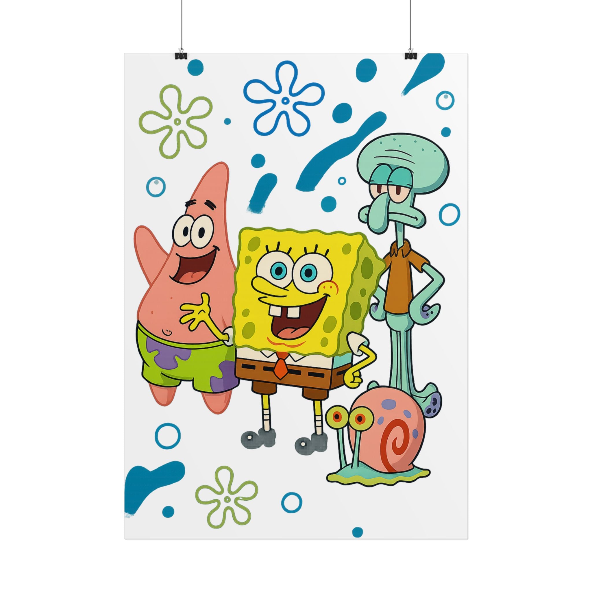 SpongeBob SquarePants Characters Rolled Poster — SpongeBob, Patrick, Squidward & Gary Wall Art