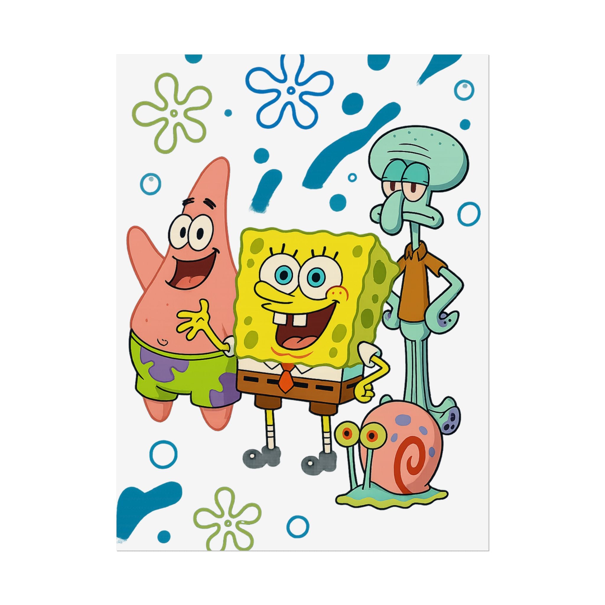 SpongeBob SquarePants Characters Rolled Poster — SpongeBob, Patrick, Squidward & Gary Wall Art