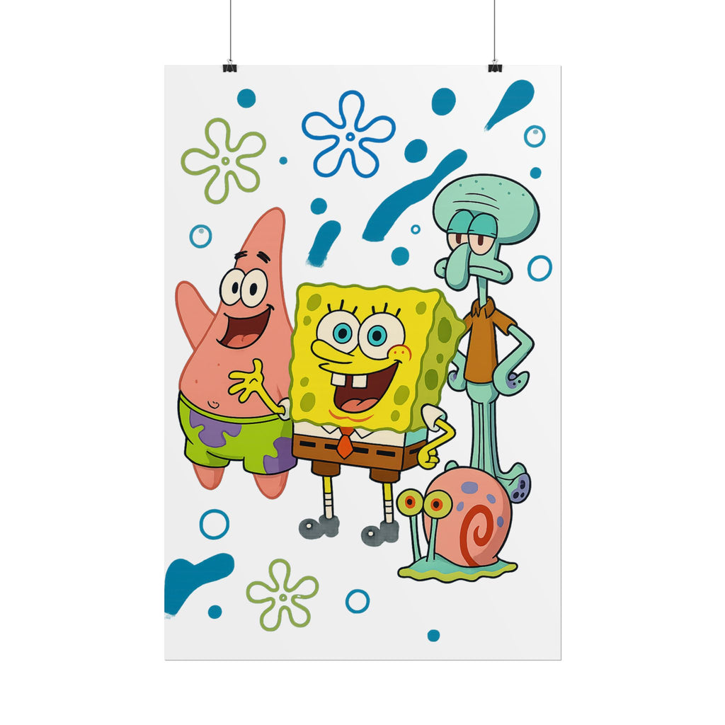 SpongeBob SquarePants Characters Rolled Poster — SpongeBob, Patrick, Squidward & Gary Wall Art