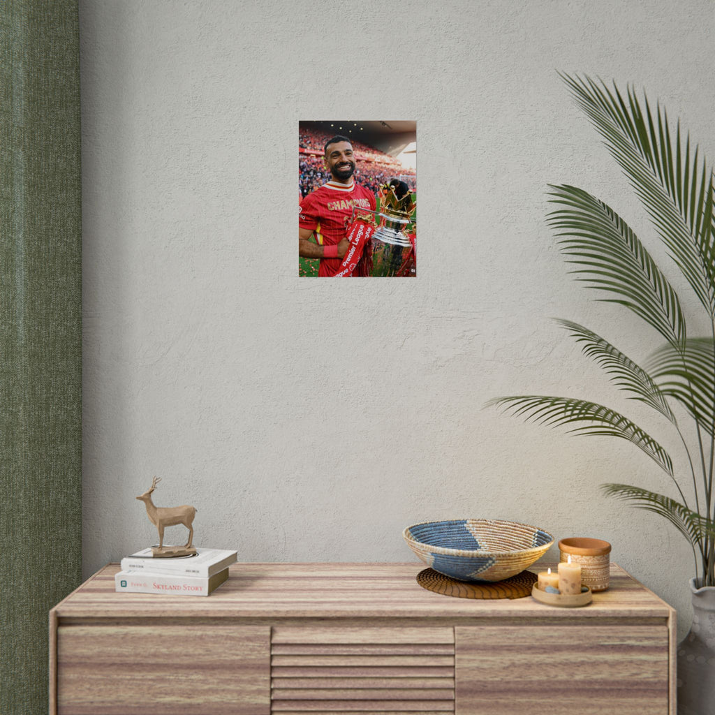 Mo Salah Premier League Soccer Champion Rolled Poster — Trophy Celebration Stadium Print