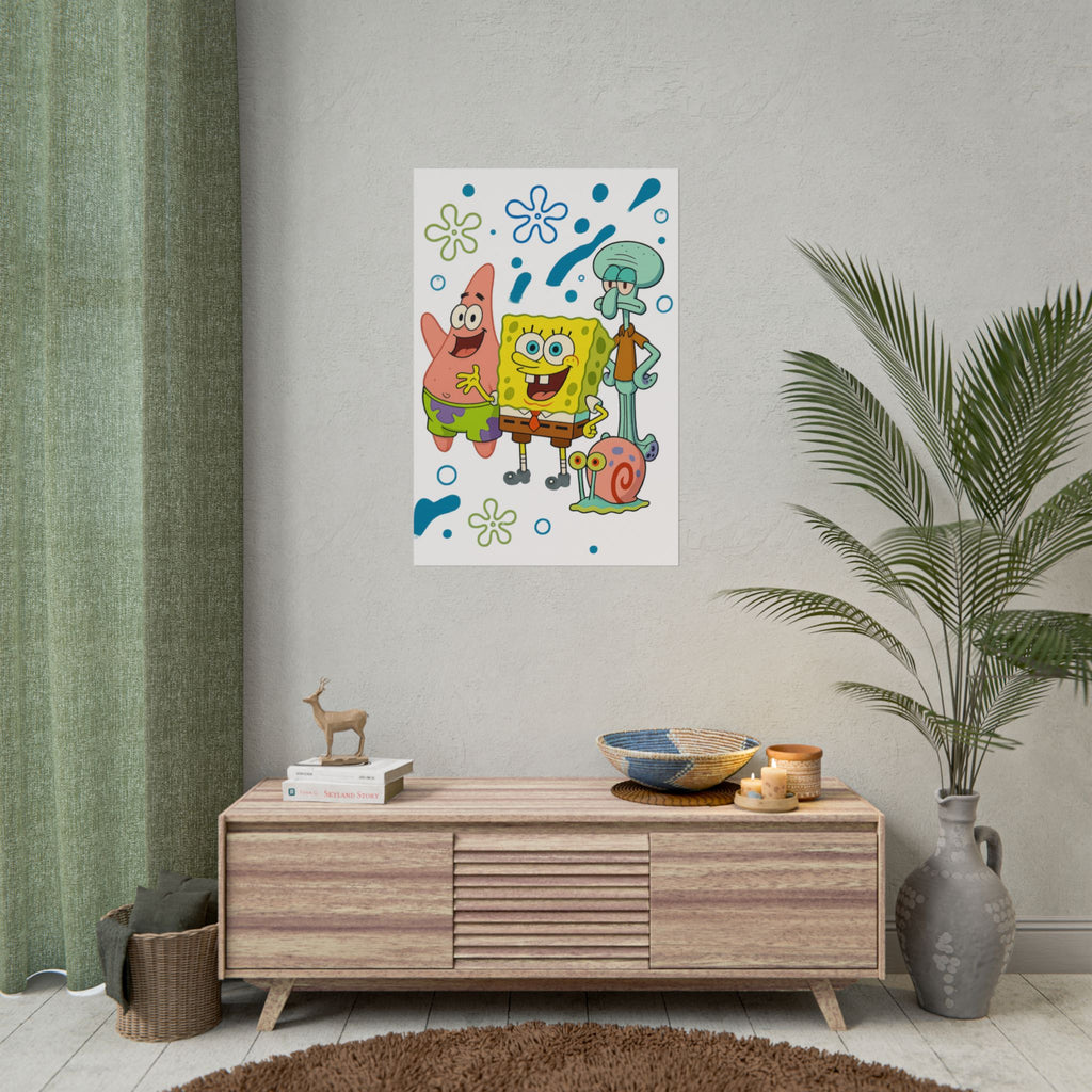 SpongeBob SquarePants Characters Rolled Poster — SpongeBob, Patrick, Squidward & Gary Wall Art