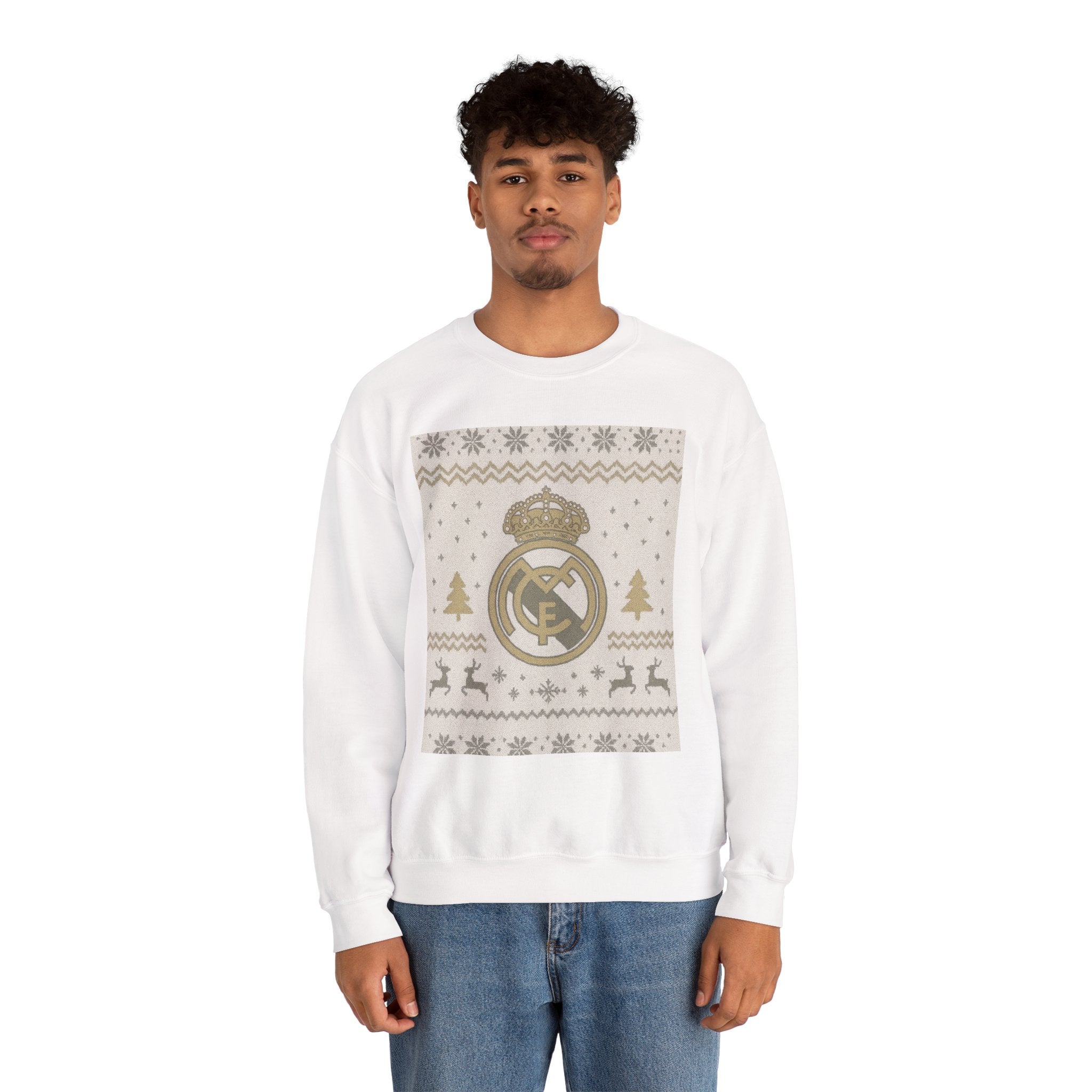 Real Madrid White and Gold Sweatshirt