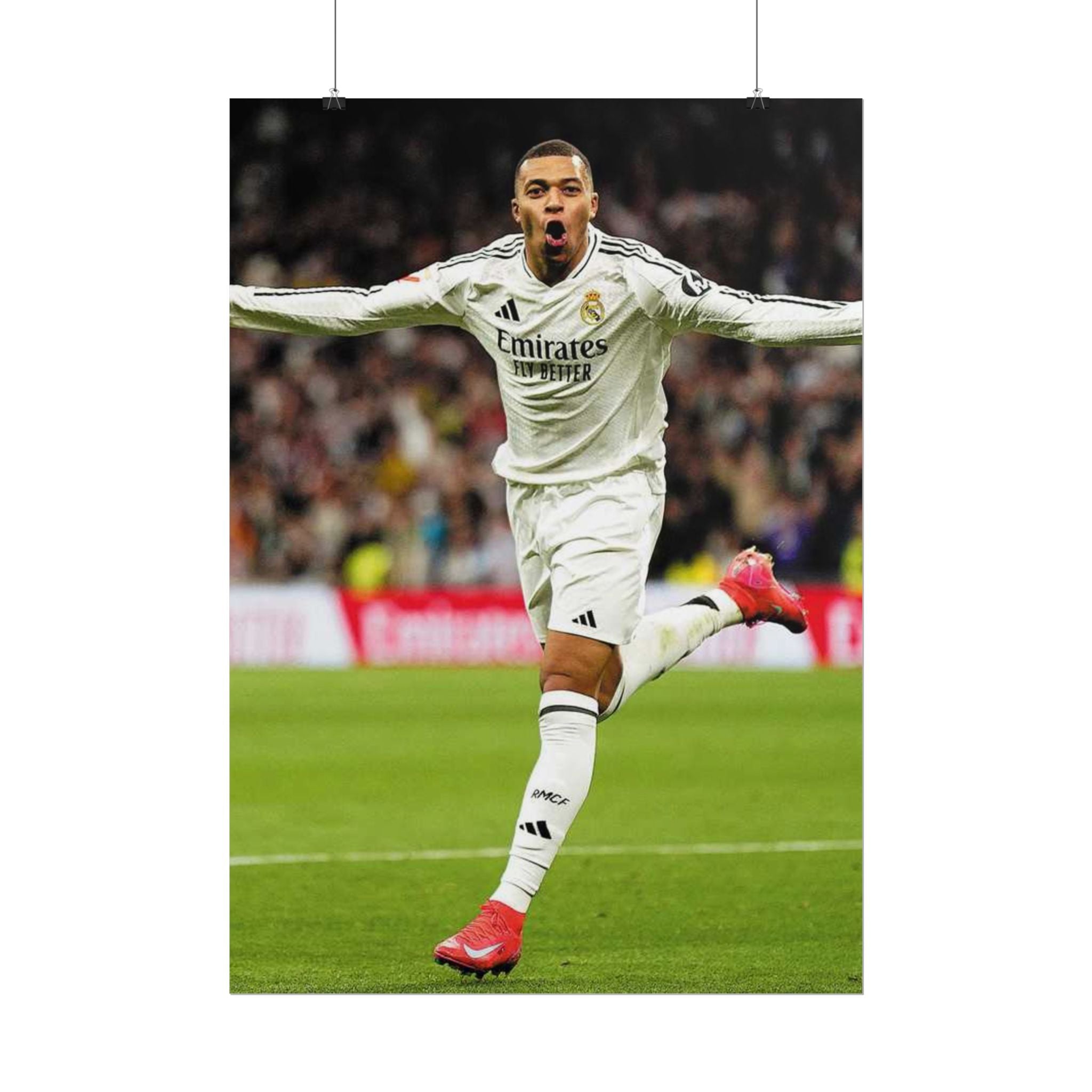 Kylian Mbappe Real Madrid Soccer Star Rolled Poster — Celebratory Football Print (Real Match Action)