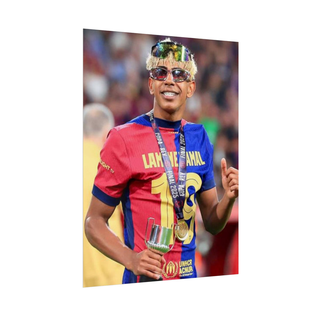 Lamine Yamal Rolled Poster — Vibrant Sports Champion Photo Print