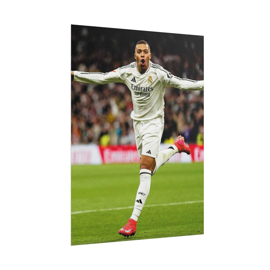 Kylian Mbappe Real Madrid Soccer Star Rolled Poster — Celebratory Football Print (Real Match Action)