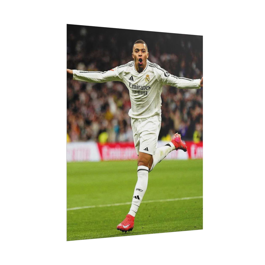 Kylian Mbappe Real Madrid Soccer Star Rolled Poster — Celebratory Football Print (Real Match Action)
