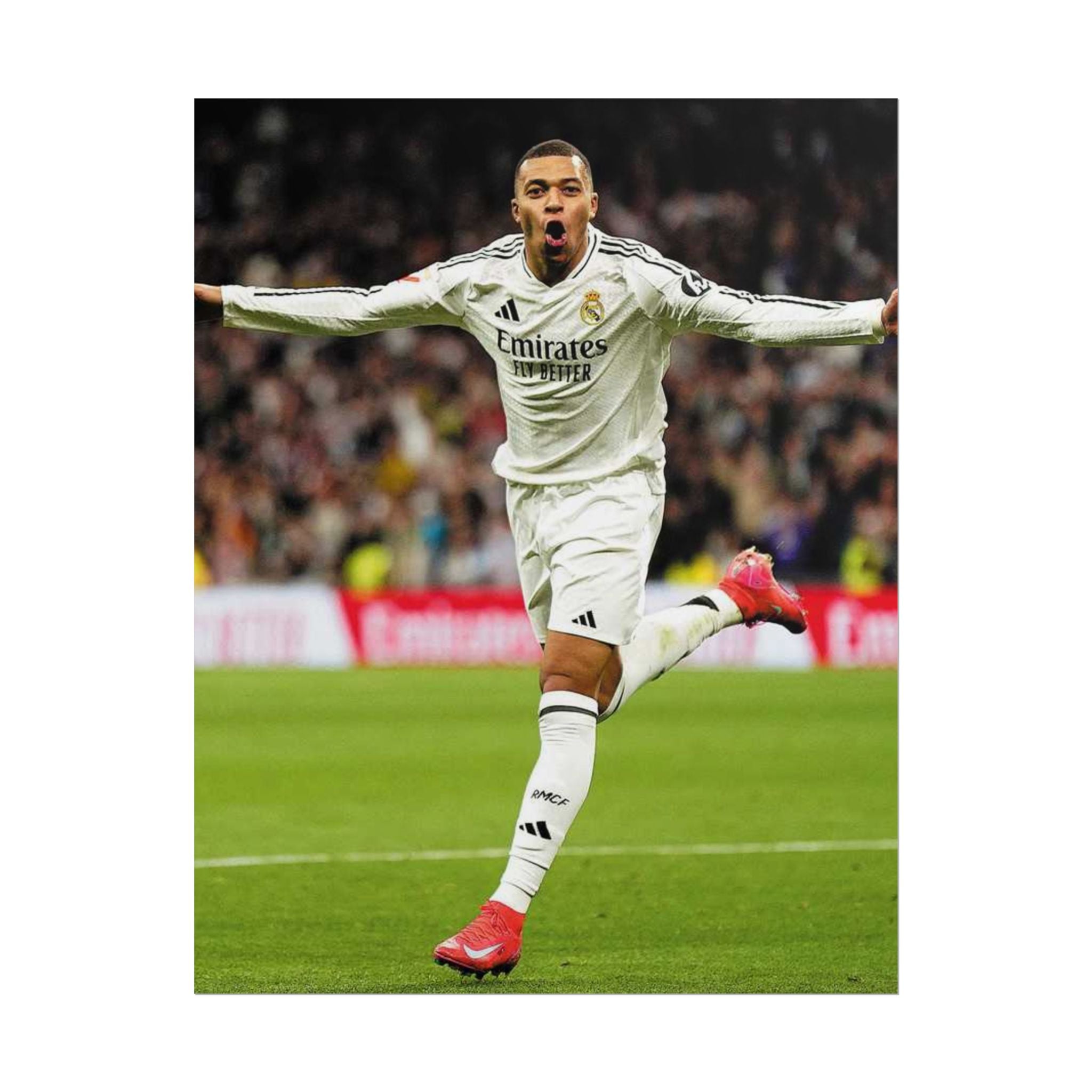 Kylian Mbappe Real Madrid Soccer Star Rolled Poster — Celebratory Football Print (Real Match Action)