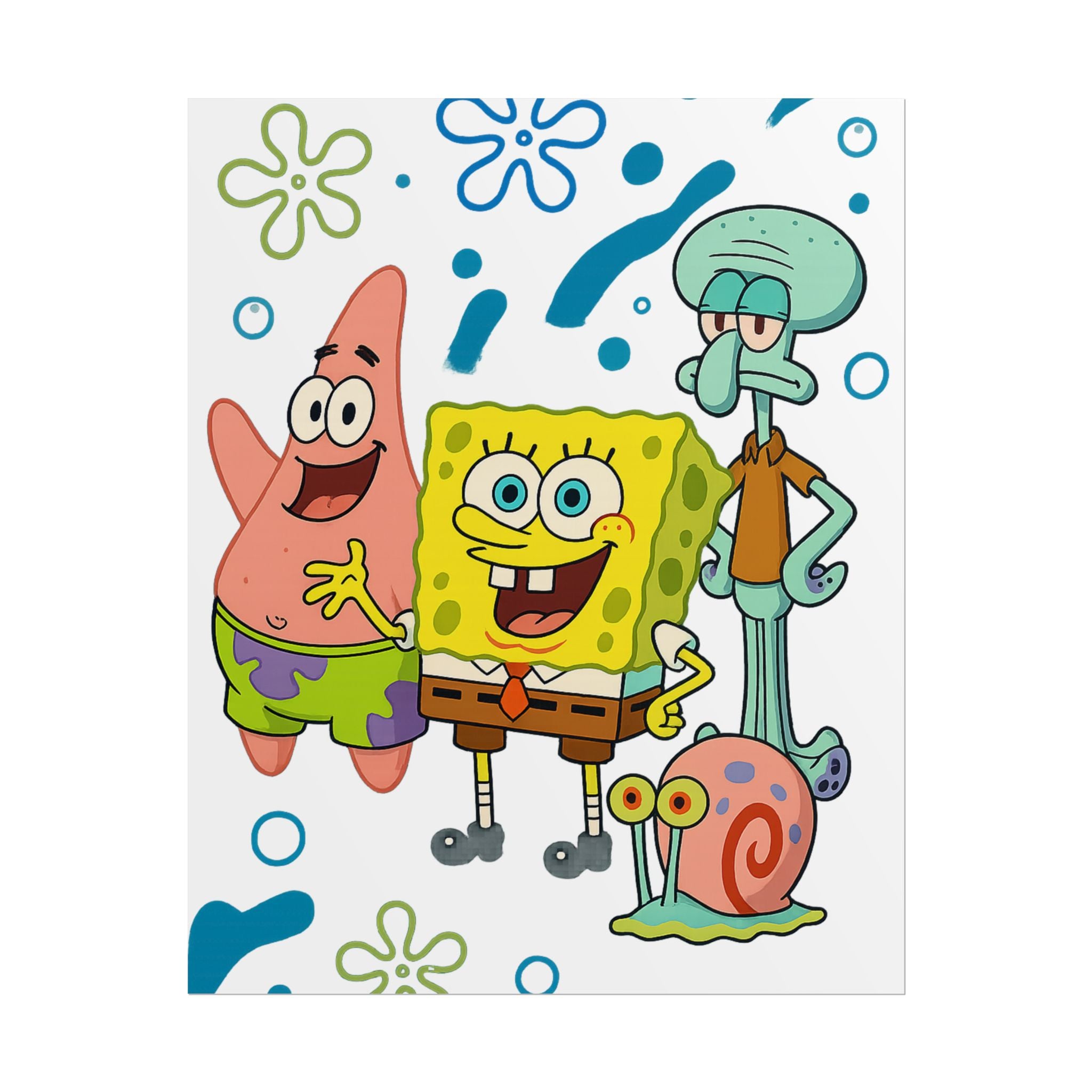 SpongeBob SquarePants Characters Rolled Poster — SpongeBob, Patrick, Squidward & Gary Wall Art