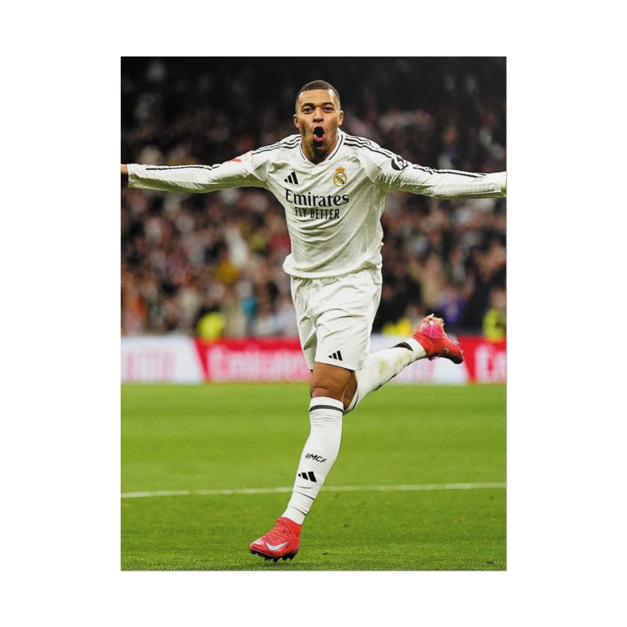 Kylian Mbappe Real Madrid Soccer Star Rolled Poster — Celebratory Football Print (Real Match Action)
