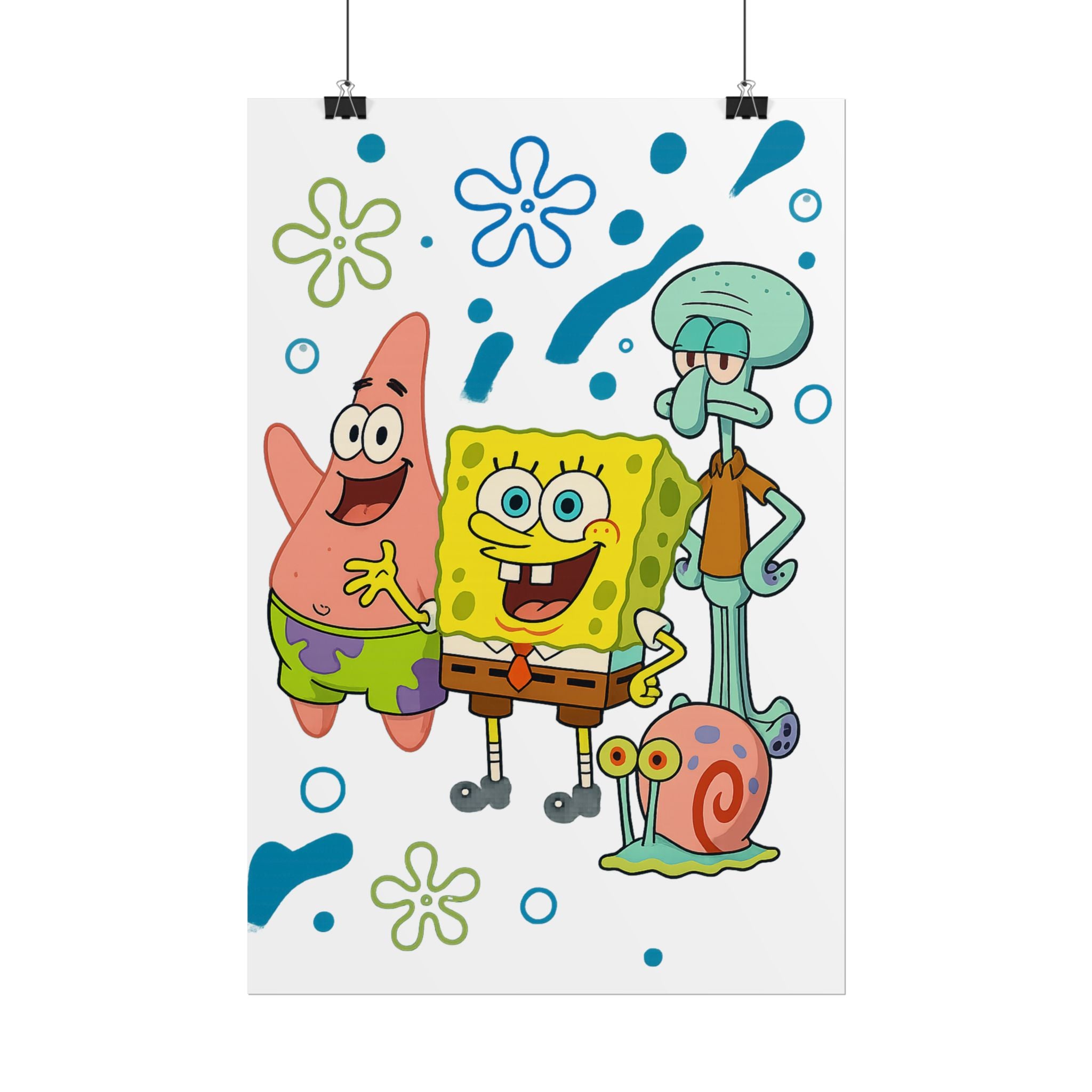 SpongeBob SquarePants Characters Rolled Poster — SpongeBob, Patrick, Squidward & Gary Wall Art