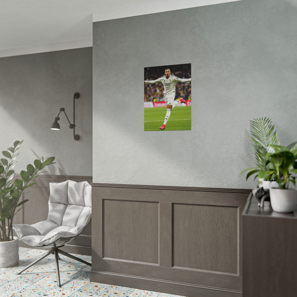 Kylian Mbappe Real Madrid Soccer Star Rolled Poster — Celebratory Football Print (Real Match Action)
