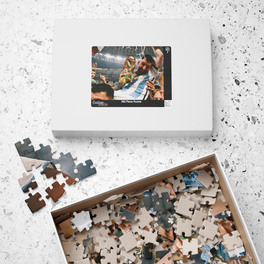 Lionel Messi - Soccer Victory Photo Puzzle — World Cup Trophy Celebration Jigsaw