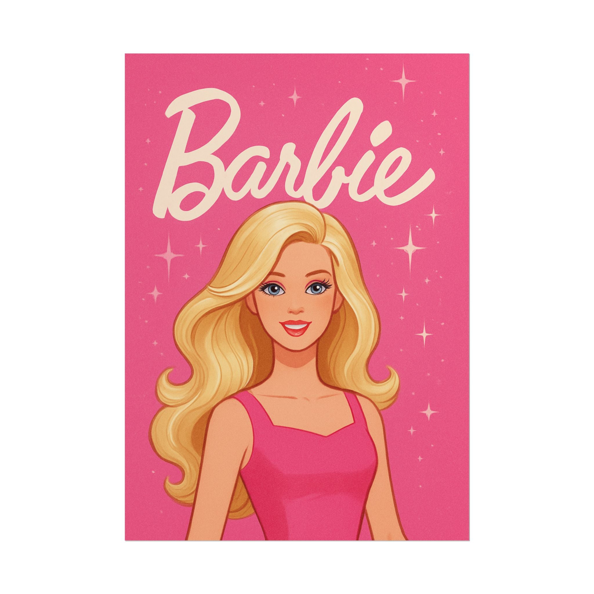 Retro Pink Barbie Script Poster — Rolled Wall Art for Kids' Rooms & Collectors