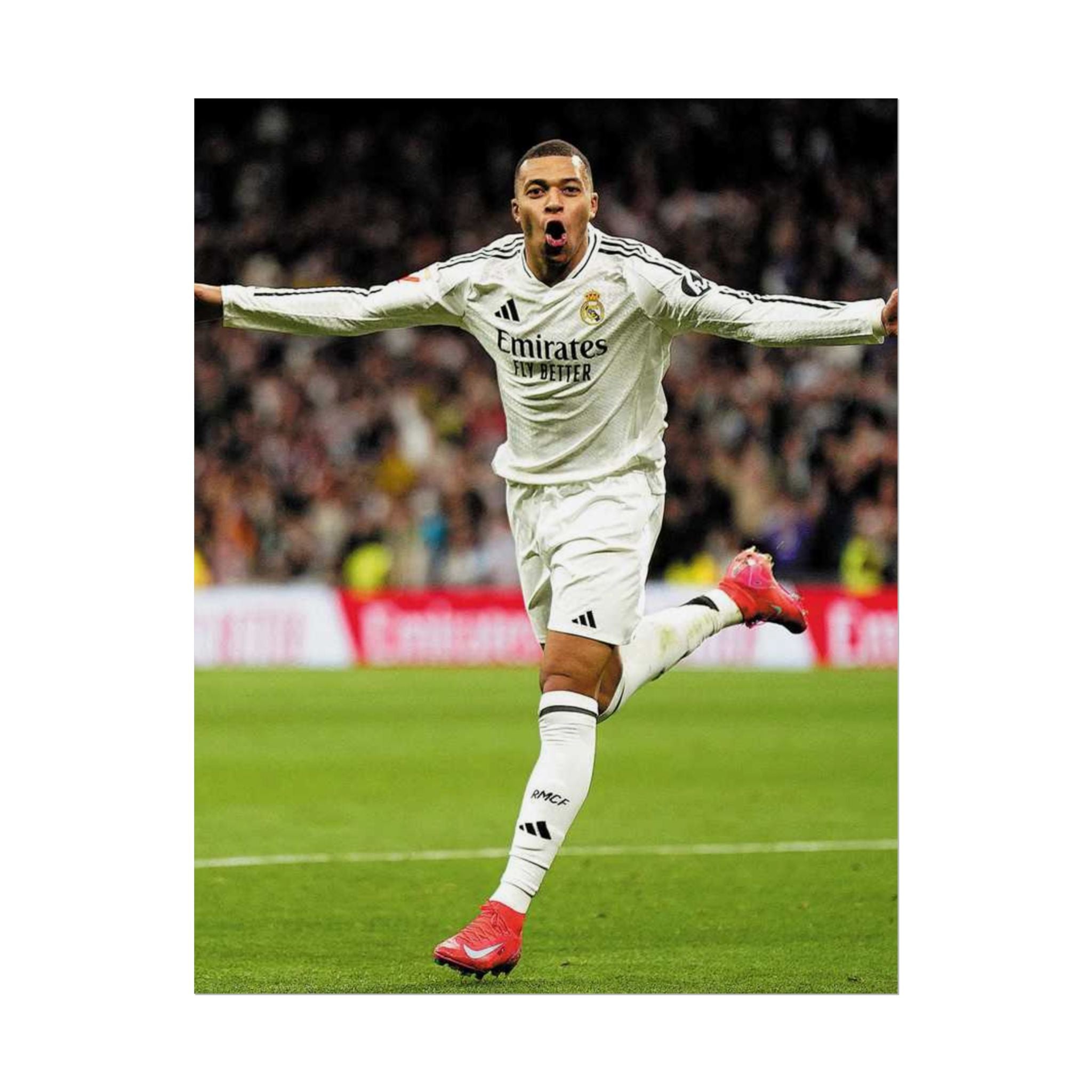 Kylian Mbappe Real Madrid Soccer Star Rolled Poster — Celebratory Football Print (Real Match Action)