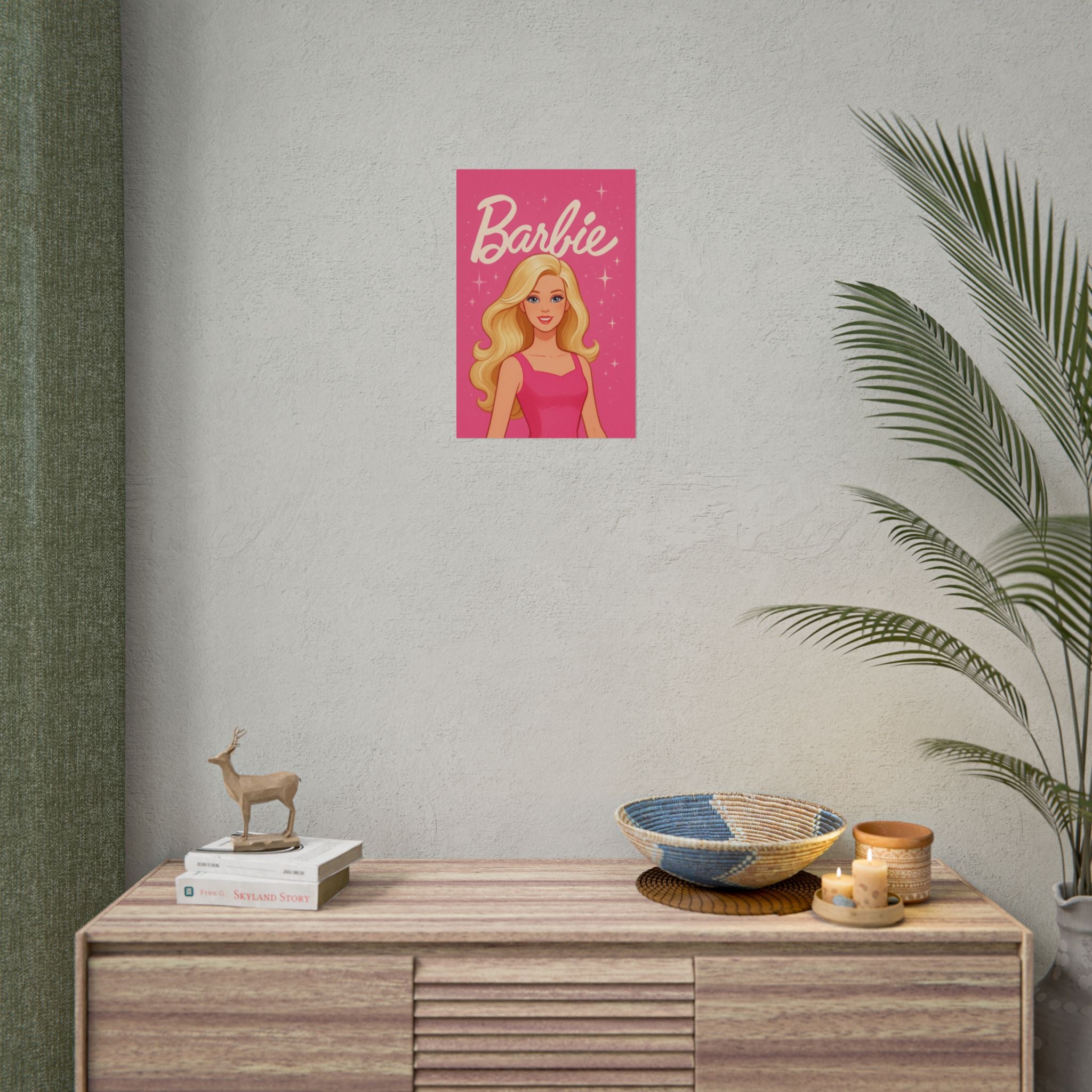 Retro Pink Barbie Script Poster — Rolled Wall Art for Kids' Rooms & Collectors