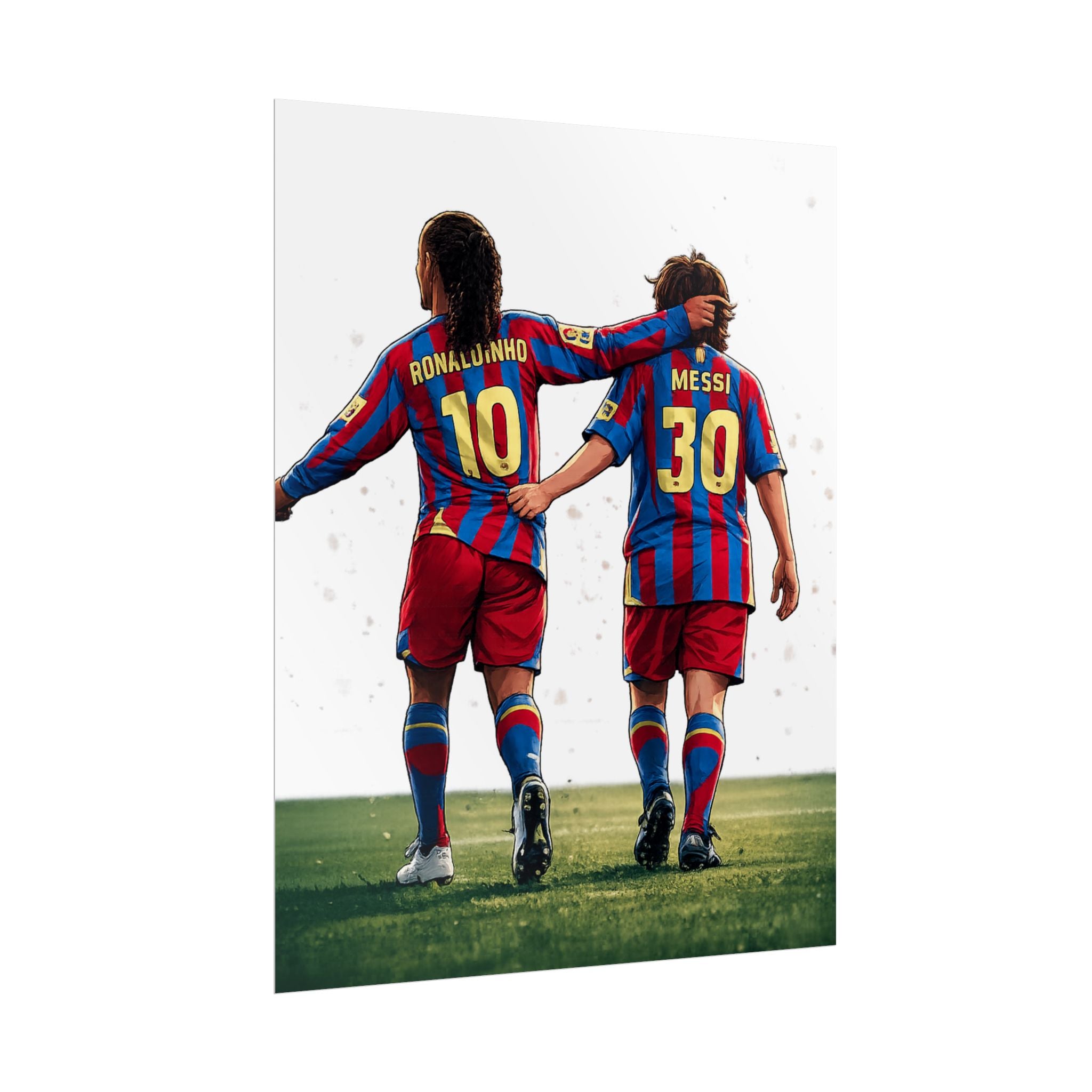 Rolled Poster — Young Ronaldinho & Messi FC Barcelona Players Soccer Print