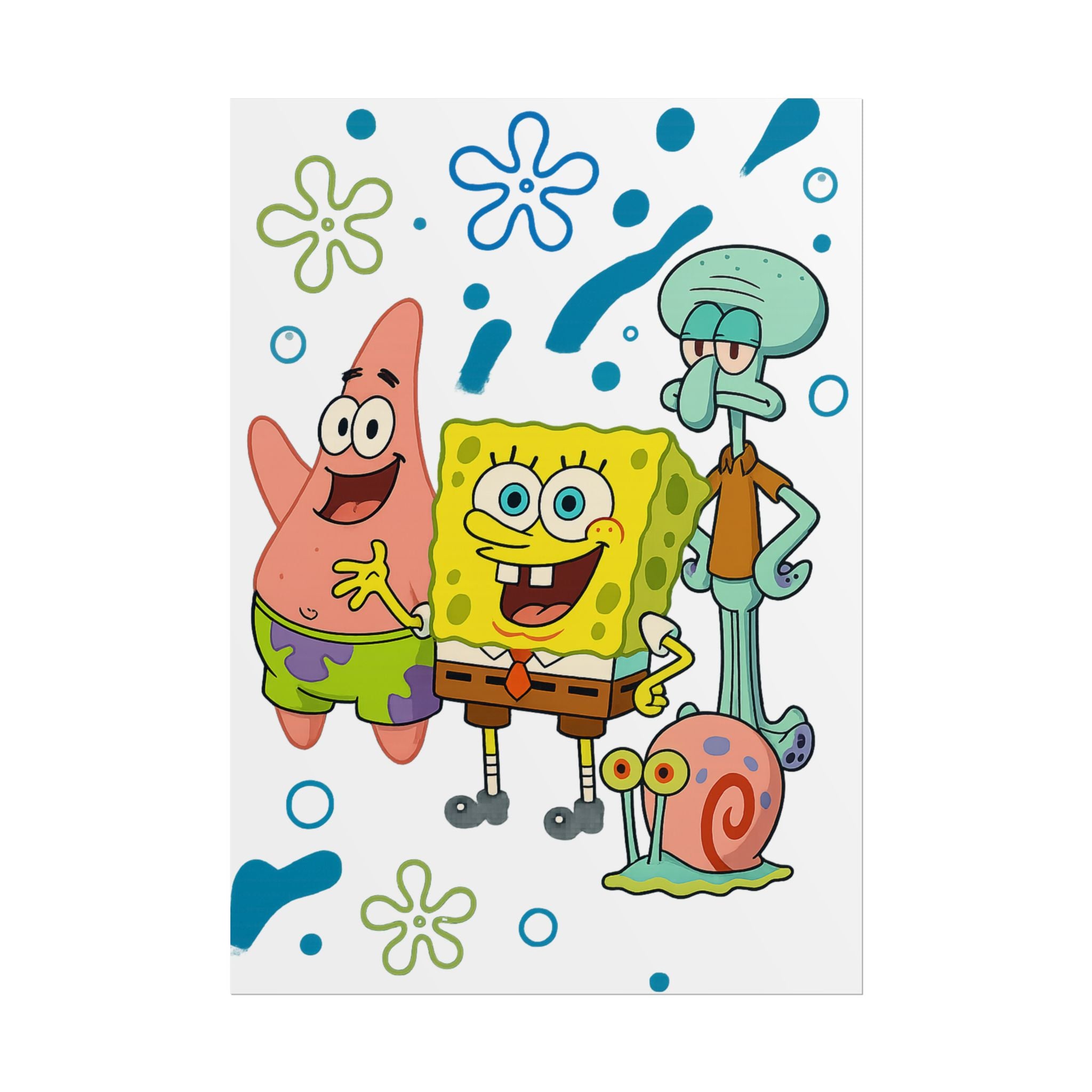 SpongeBob SquarePants Characters Rolled Poster — SpongeBob, Patrick, Squidward & Gary Wall Art