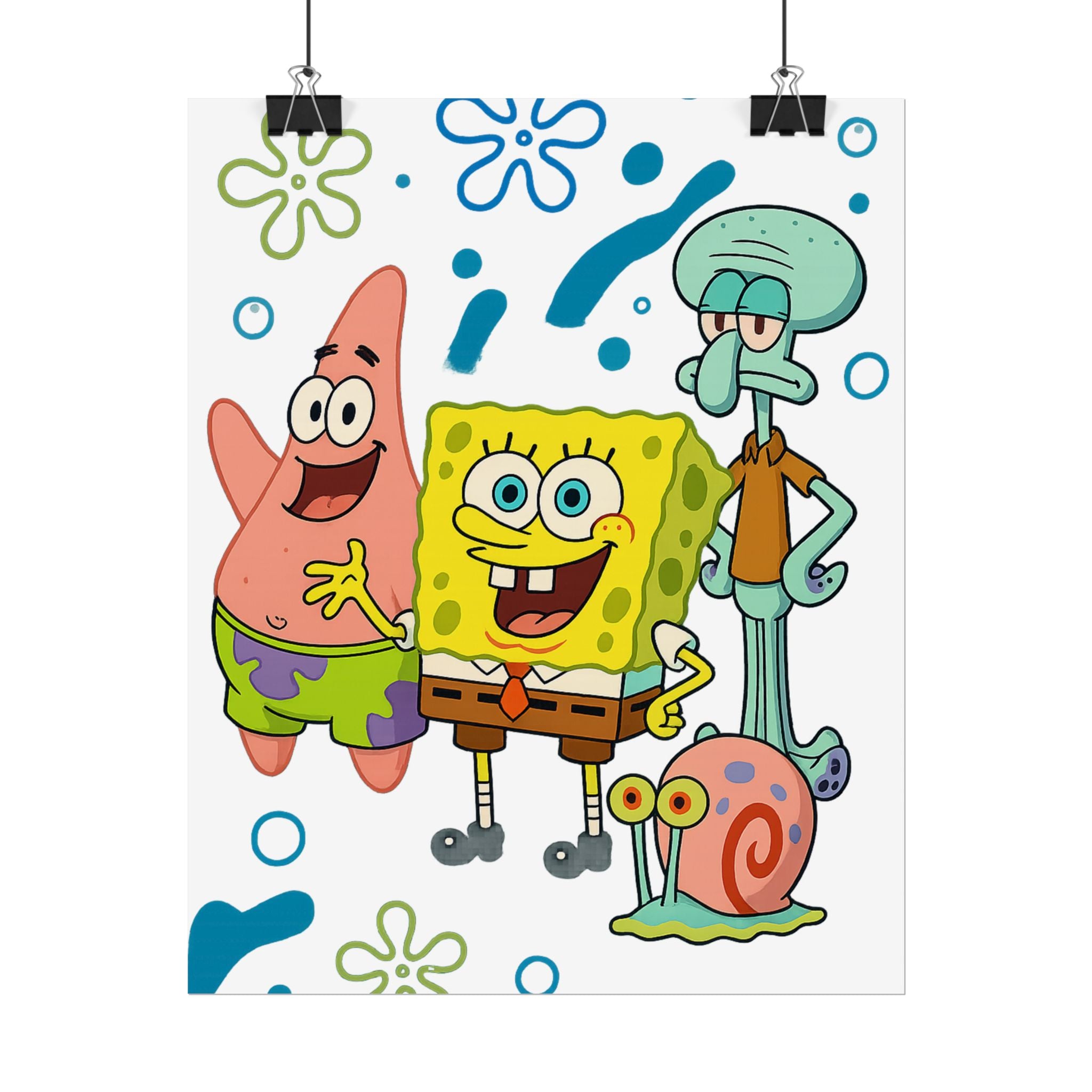 SpongeBob SquarePants Characters Rolled Poster — SpongeBob, Patrick, Squidward & Gary Wall Art