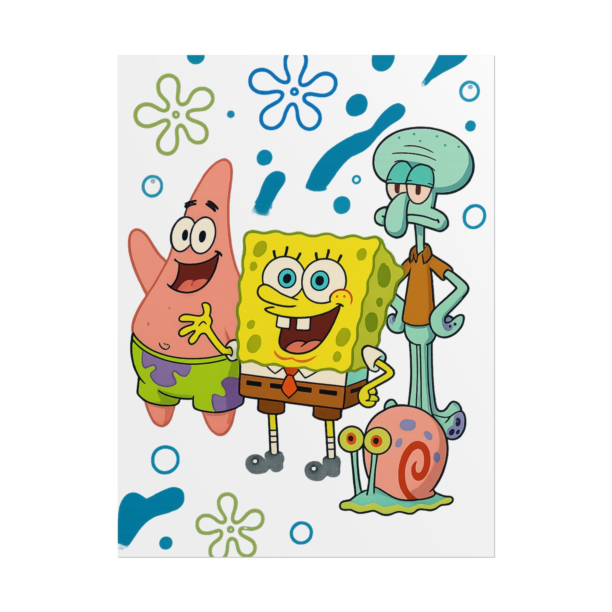 SpongeBob SquarePants Characters Rolled Poster — SpongeBob, Patrick, Squidward & Gary Wall Art