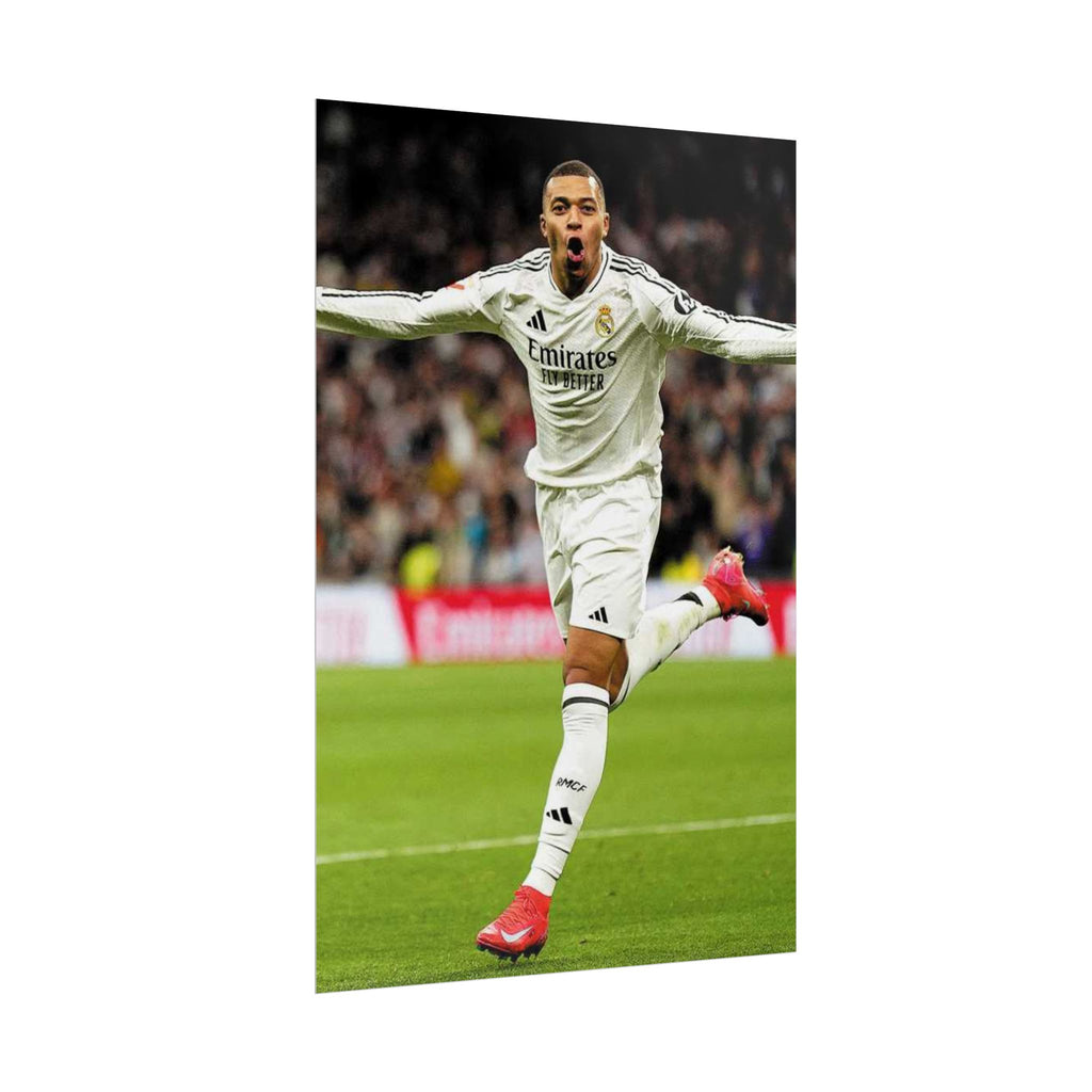 Kylian Mbappe Real Madrid Soccer Star Rolled Poster — Celebratory Football Print (Real Match Action)