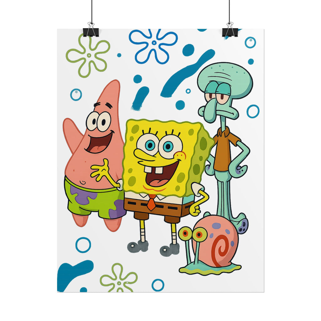 SpongeBob SquarePants Characters Rolled Poster — SpongeBob, Patrick, Squidward & Gary Wall Art