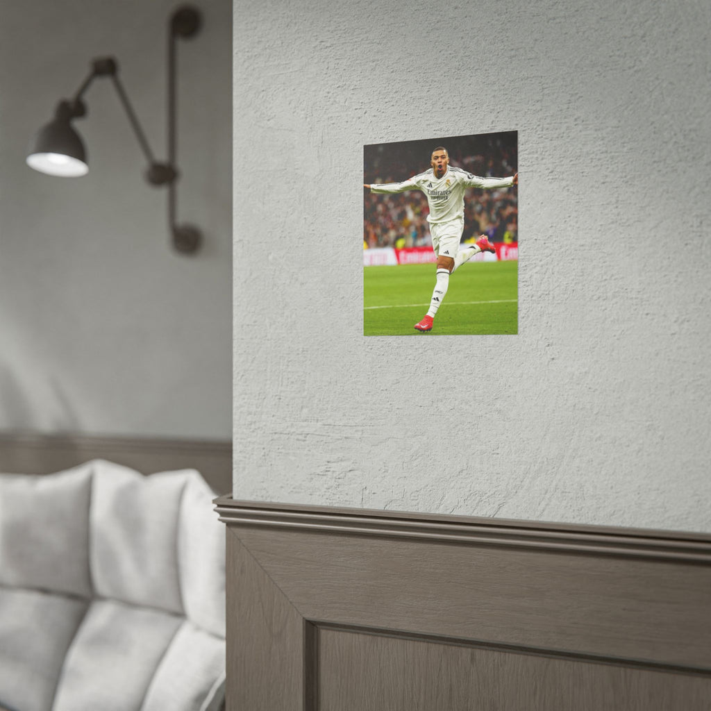 Kylian Mbappe Real Madrid Soccer Star Rolled Poster — Celebratory Football Print (Real Match Action)
