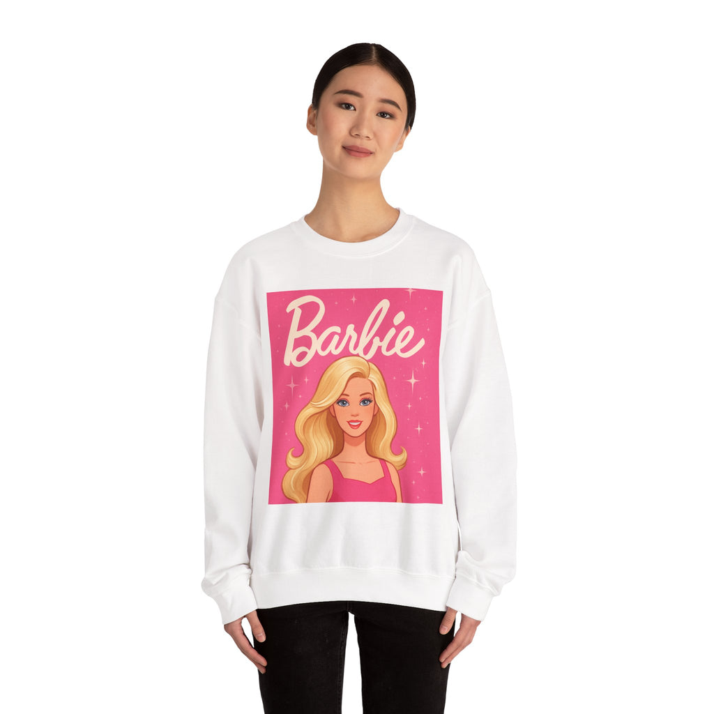 Barbie Graphic Sweatshirt - Retro Pink Doll Portrait Crewneck
