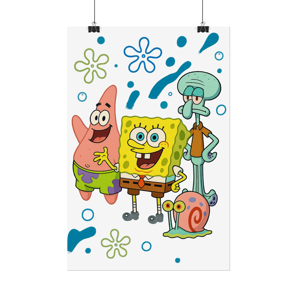 SpongeBob SquarePants Characters Rolled Poster — SpongeBob, Patrick, Squidward & Gary Wall Art