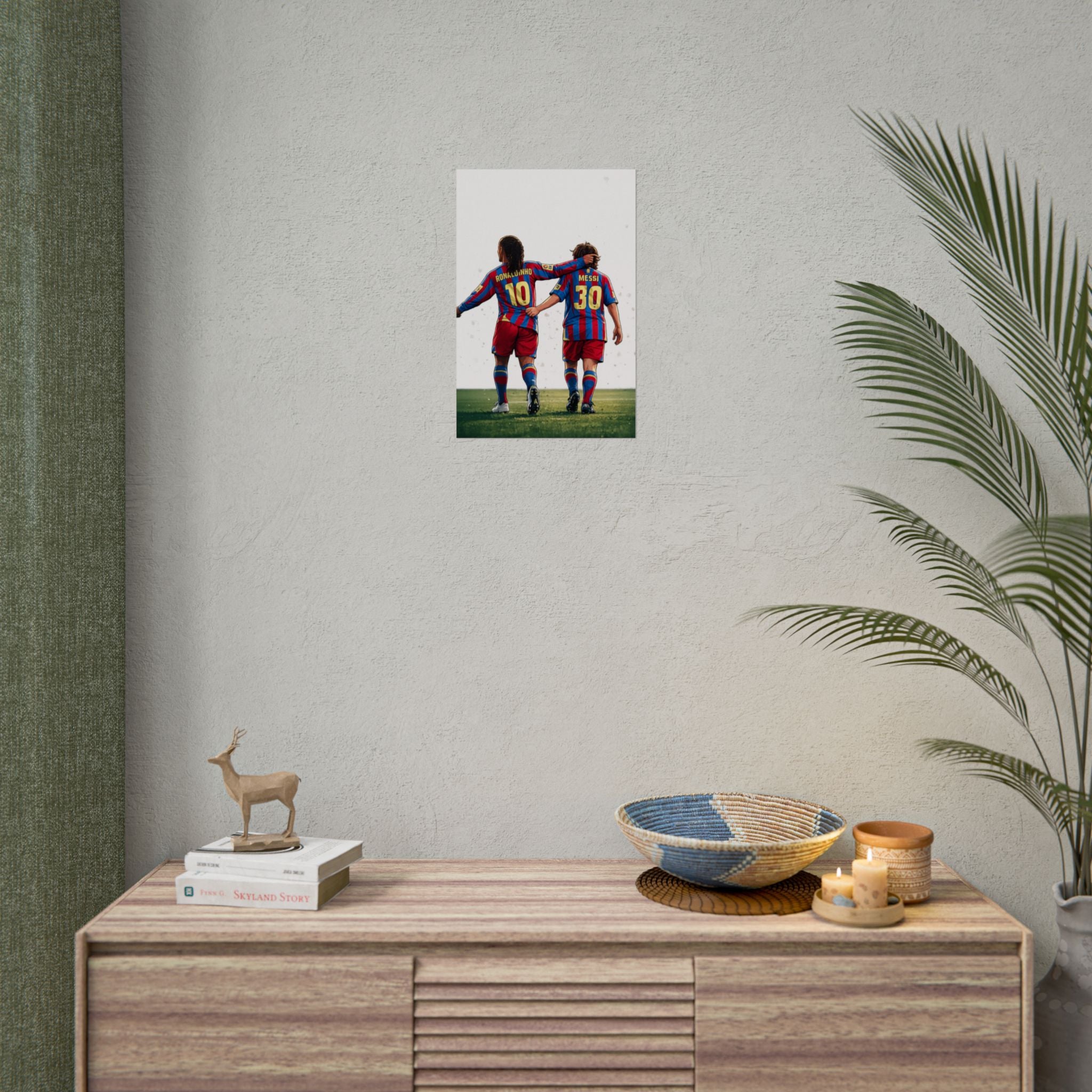 Rolled Poster — Young Ronaldinho & Messi FC Barcelona Players Soccer Print