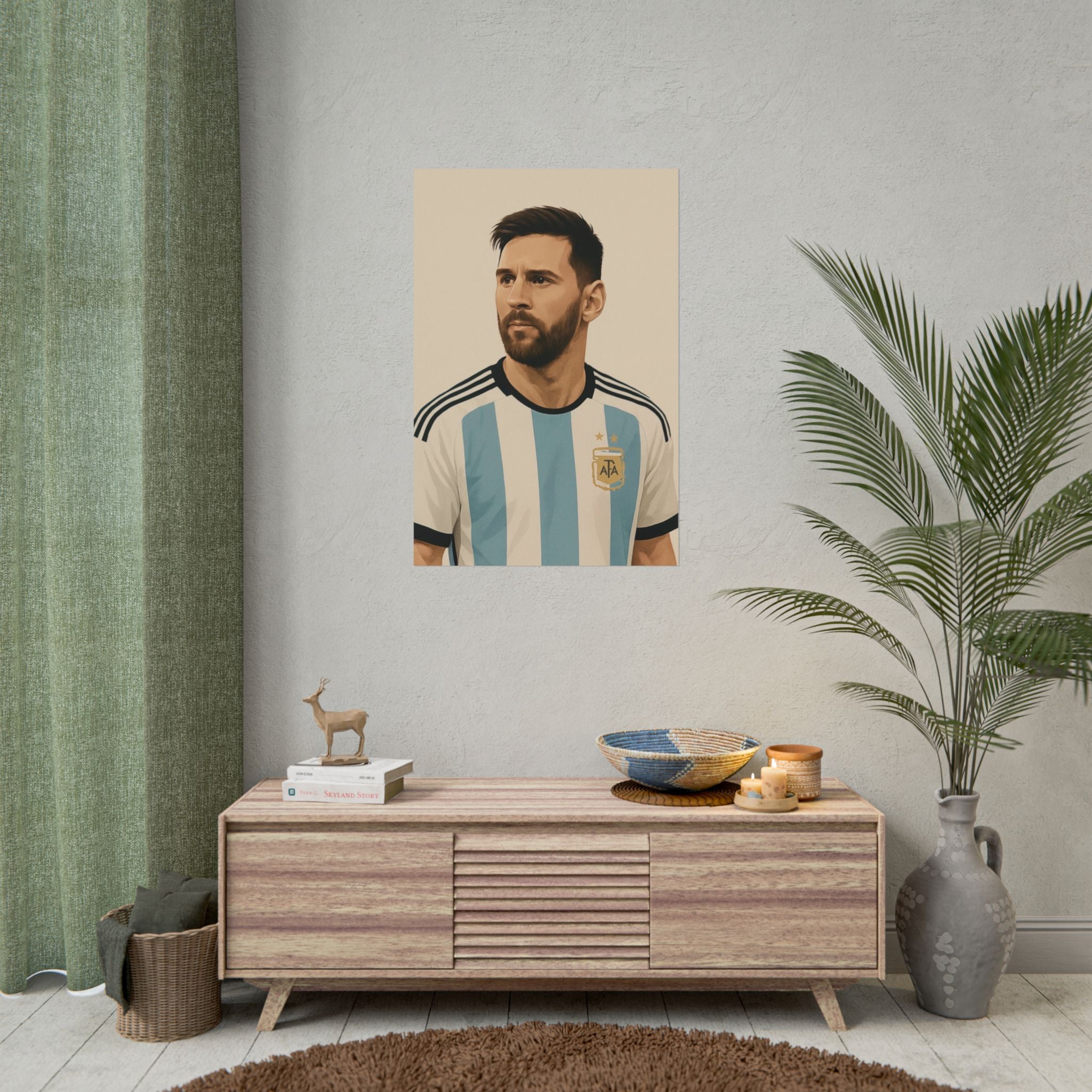 Lionel Messi Vintage Argentina Soccer Poster — Rolled Football Print