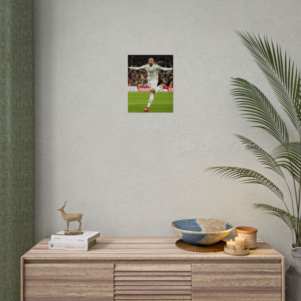 Kylian Mbappe Real Madrid Soccer Star Rolled Poster — Celebratory Football Print (Real Match Action)