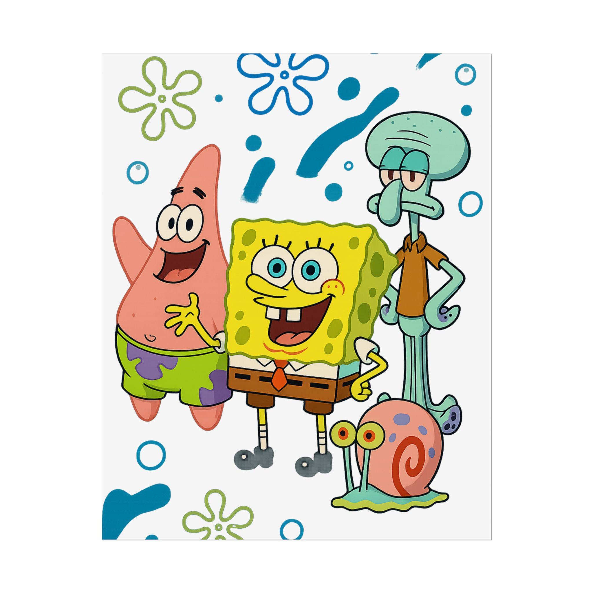 SpongeBob SquarePants Characters Rolled Poster — SpongeBob, Patrick, Squidward & Gary Wall Art