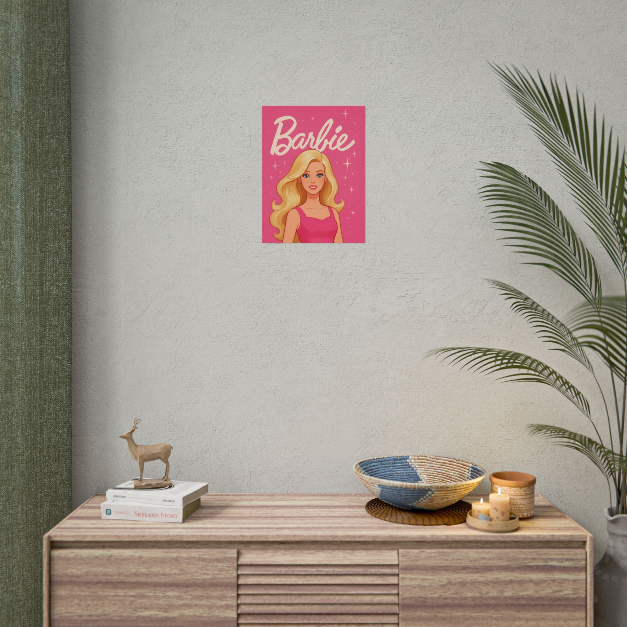 Retro Pink Barbie Script Poster — Rolled Wall Art for Kids' Rooms & Collectors