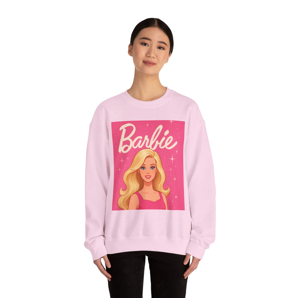 Barbie Graphic Sweatshirt - Retro Pink Doll Portrait Crewneck