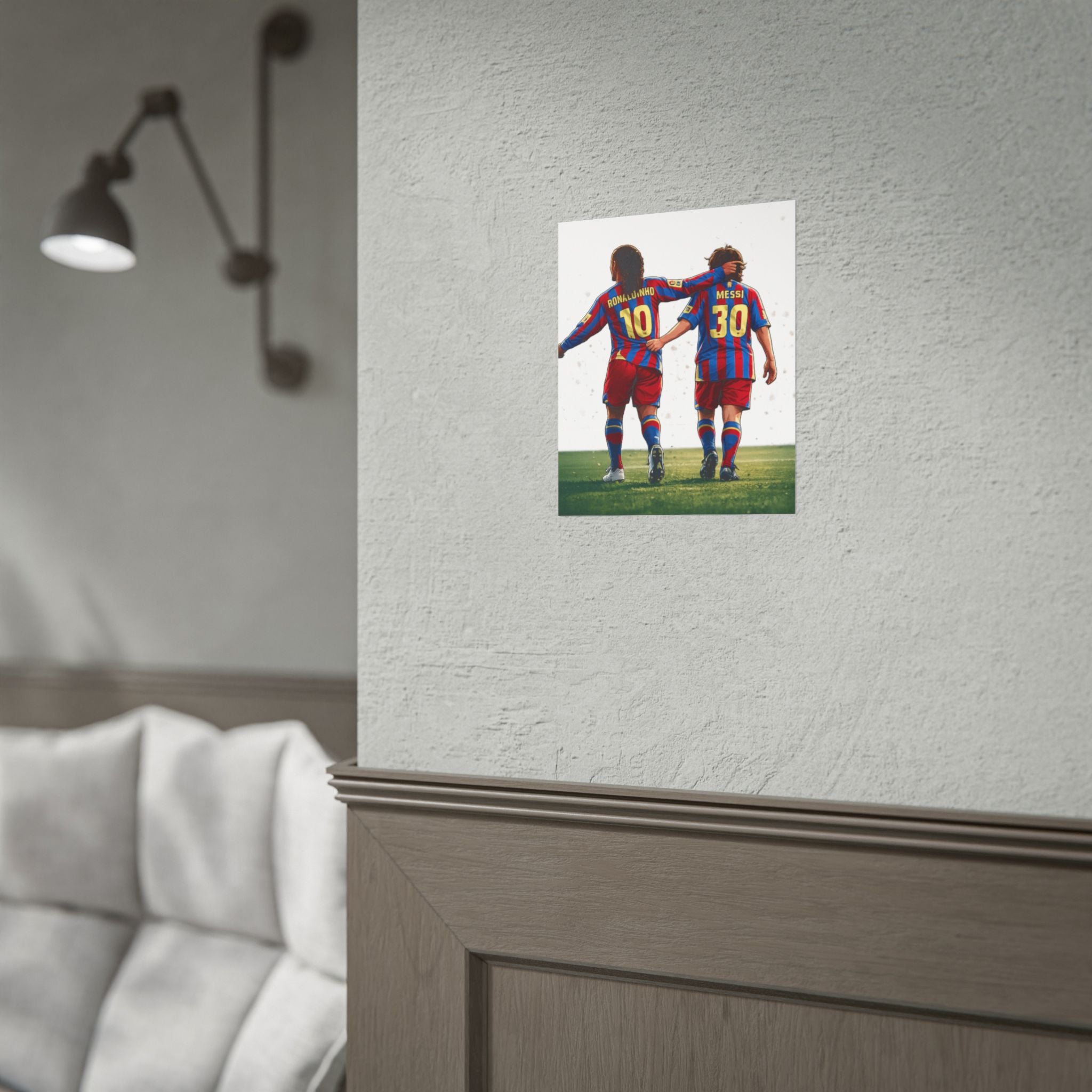 Rolled Poster — Young Ronaldinho & Messi FC Barcelona Players Soccer Print
