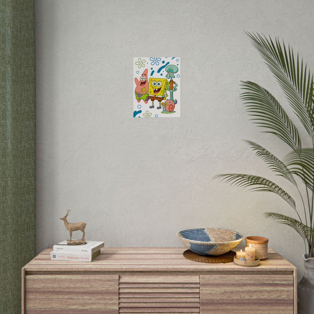 SpongeBob SquarePants Characters Rolled Poster — SpongeBob, Patrick, Squidward & Gary Wall Art