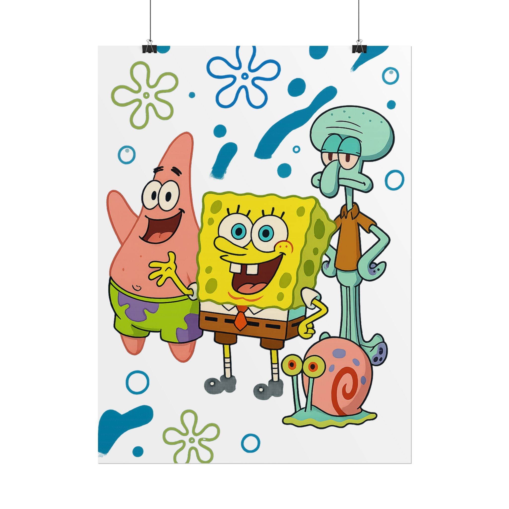 SpongeBob SquarePants Characters Rolled Poster — SpongeBob, Patrick, Squidward & Gary Wall Art