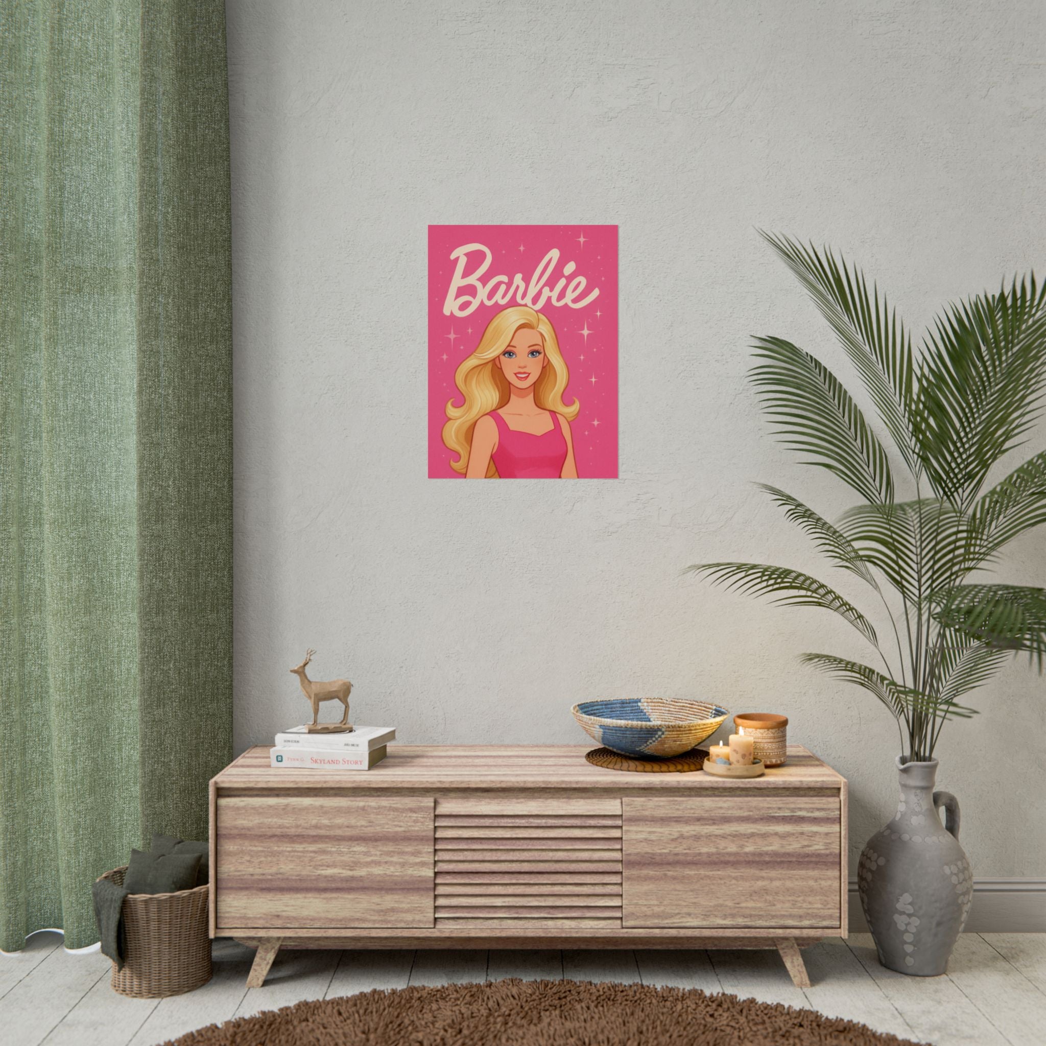 Retro Pink Barbie Script Poster — Rolled Wall Art for Kids' Rooms & Collectors