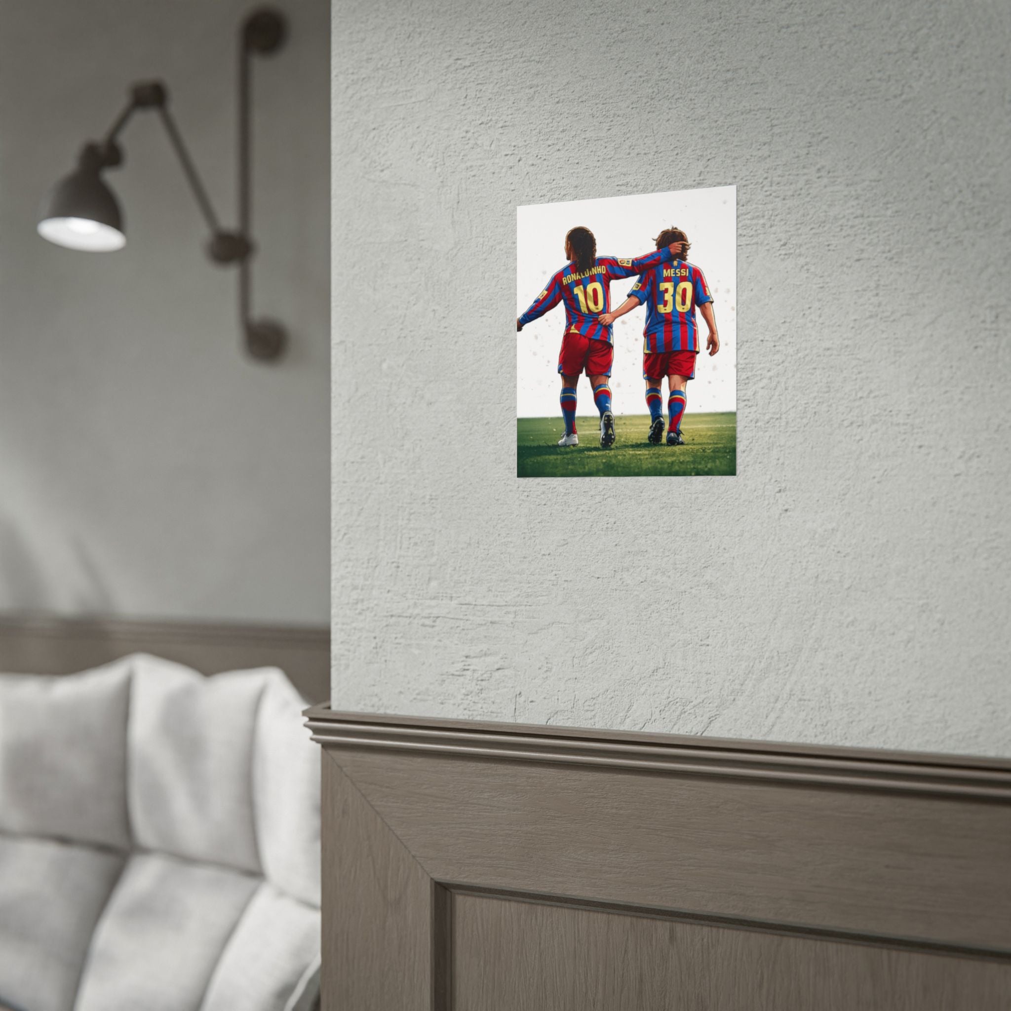 Rolled Poster — Young Ronaldinho & Messi FC Barcelona Players Soccer Print