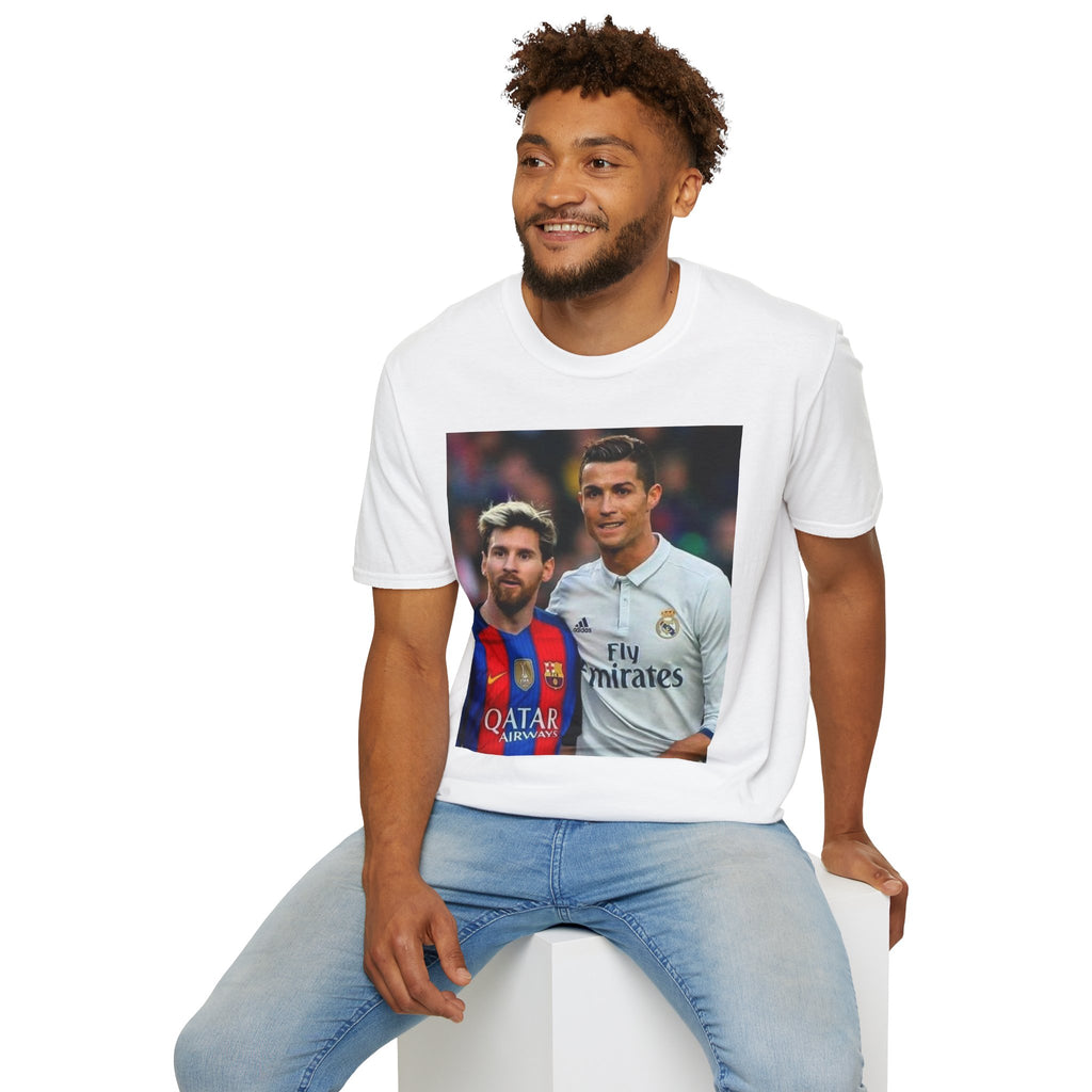 Lionel Messi and Cristiano Ronaldo Soccer Legends Photo Tee — Rival Stars Graphic T-Shirt