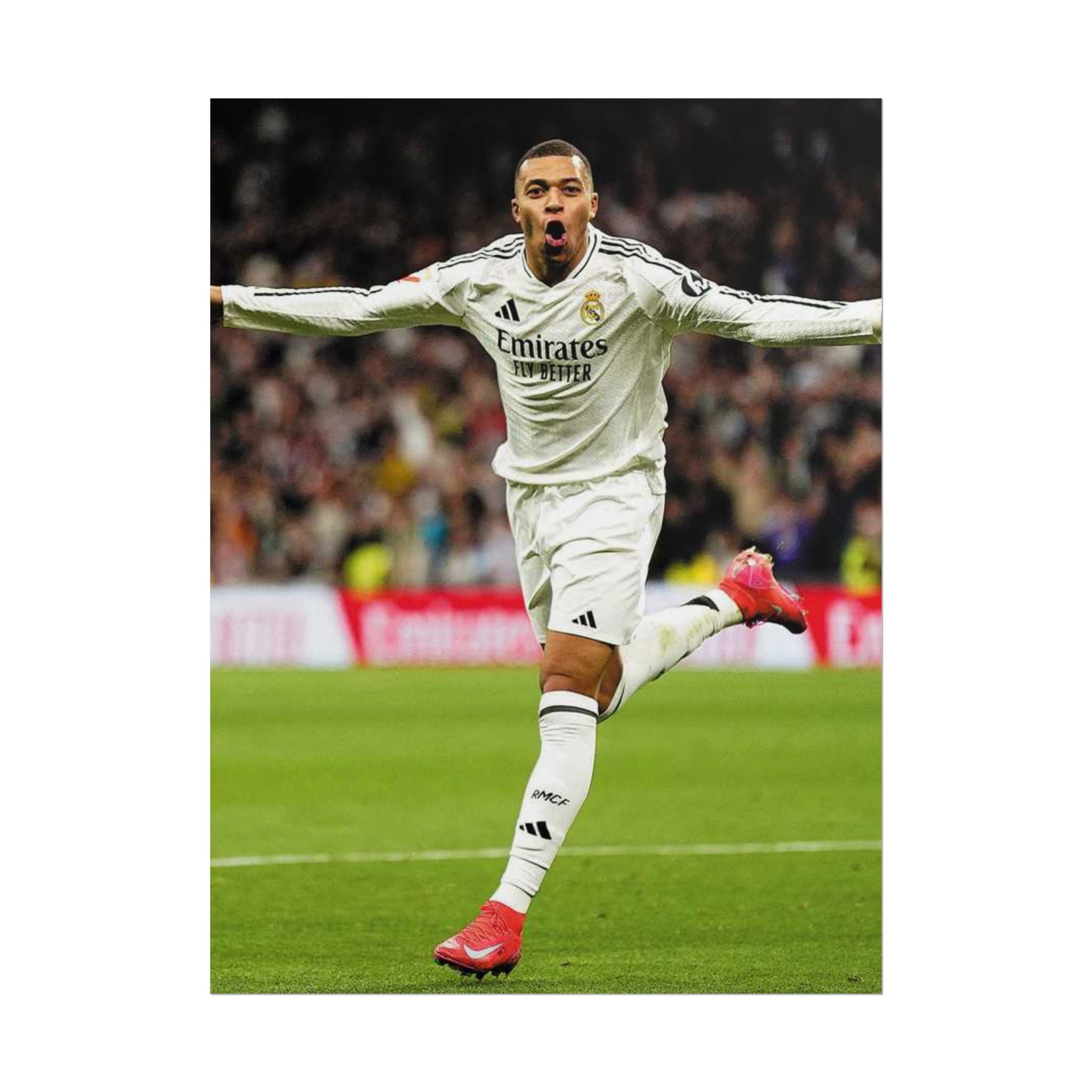 Kylian Mbappe Real Madrid Soccer Star Rolled Poster — Celebratory Football Print (Real Match Action)