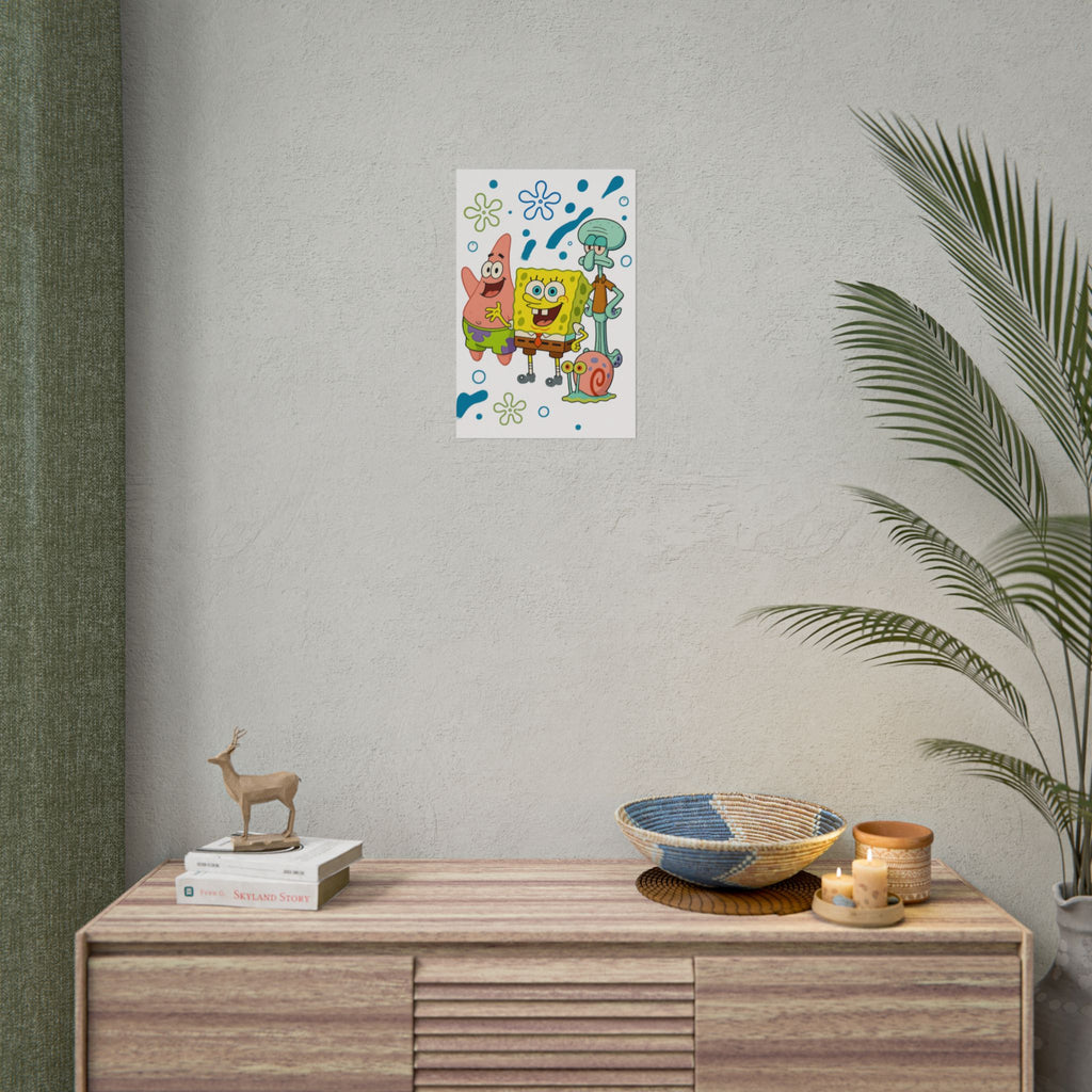 SpongeBob SquarePants Characters Rolled Poster — SpongeBob, Patrick, Squidward & Gary Wall Art