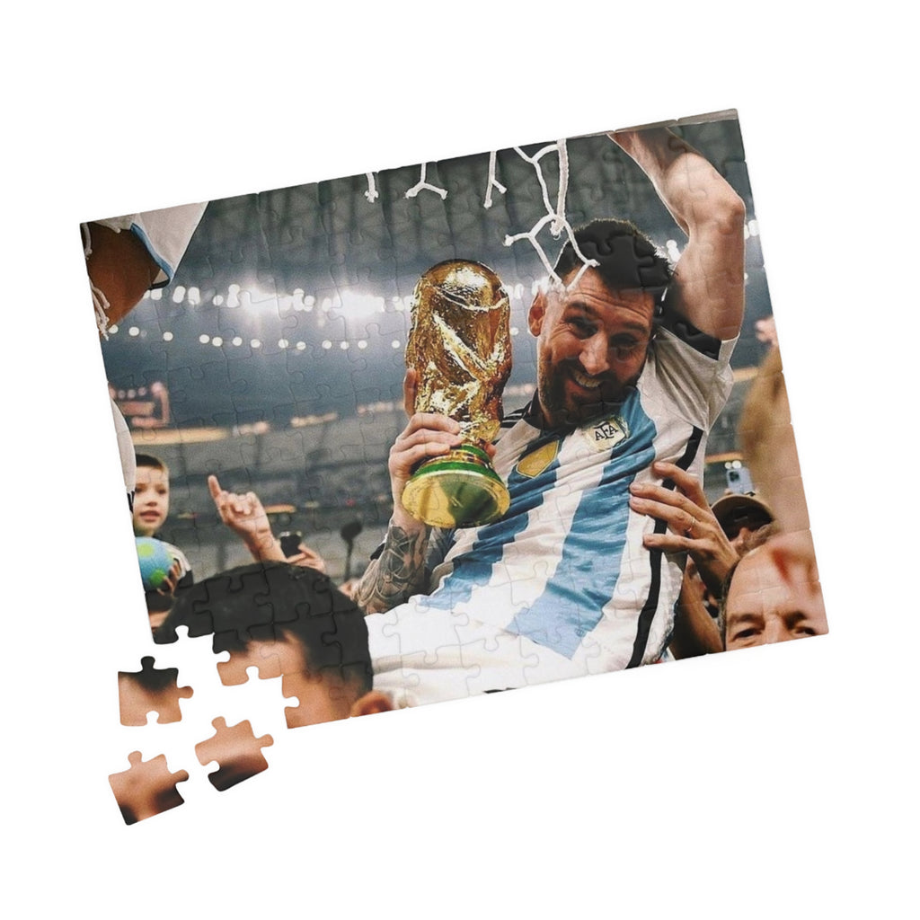 Lionel Messi - Soccer Victory Photo Puzzle — World Cup Trophy Celebration Jigsaw