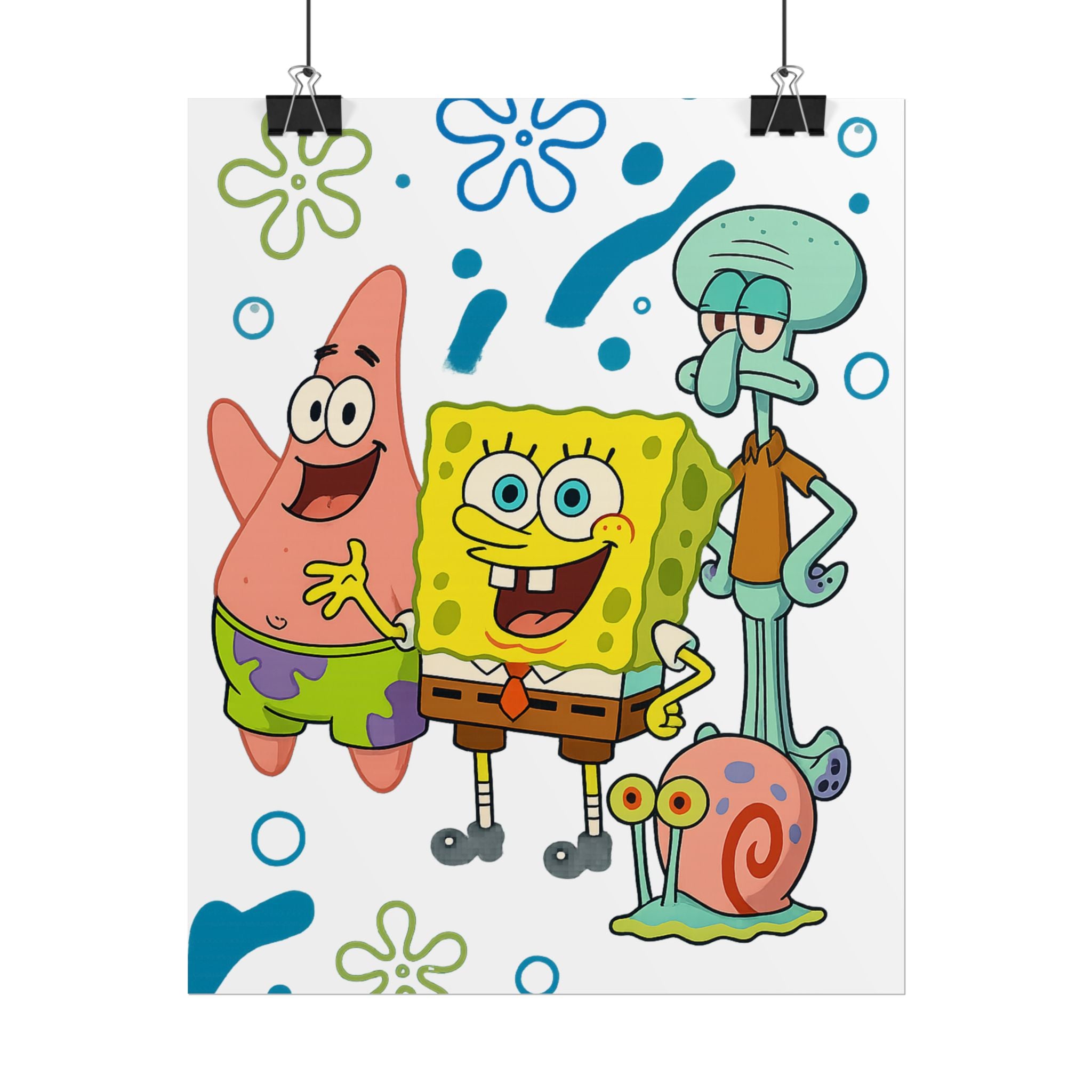 SpongeBob SquarePants Characters Rolled Poster — SpongeBob, Patrick, Squidward & Gary Wall Art